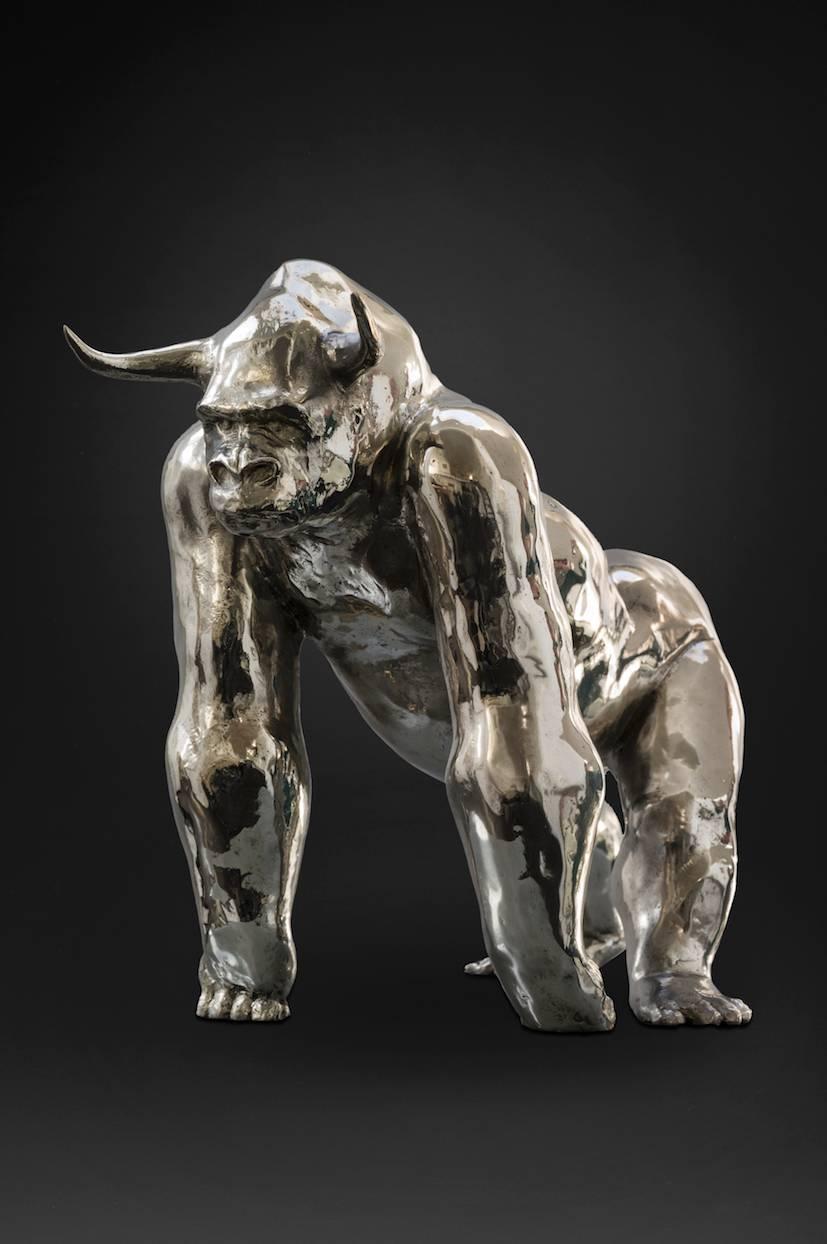 Mauro Corda Figurative Sculpture - Small Gorilla-Bull 