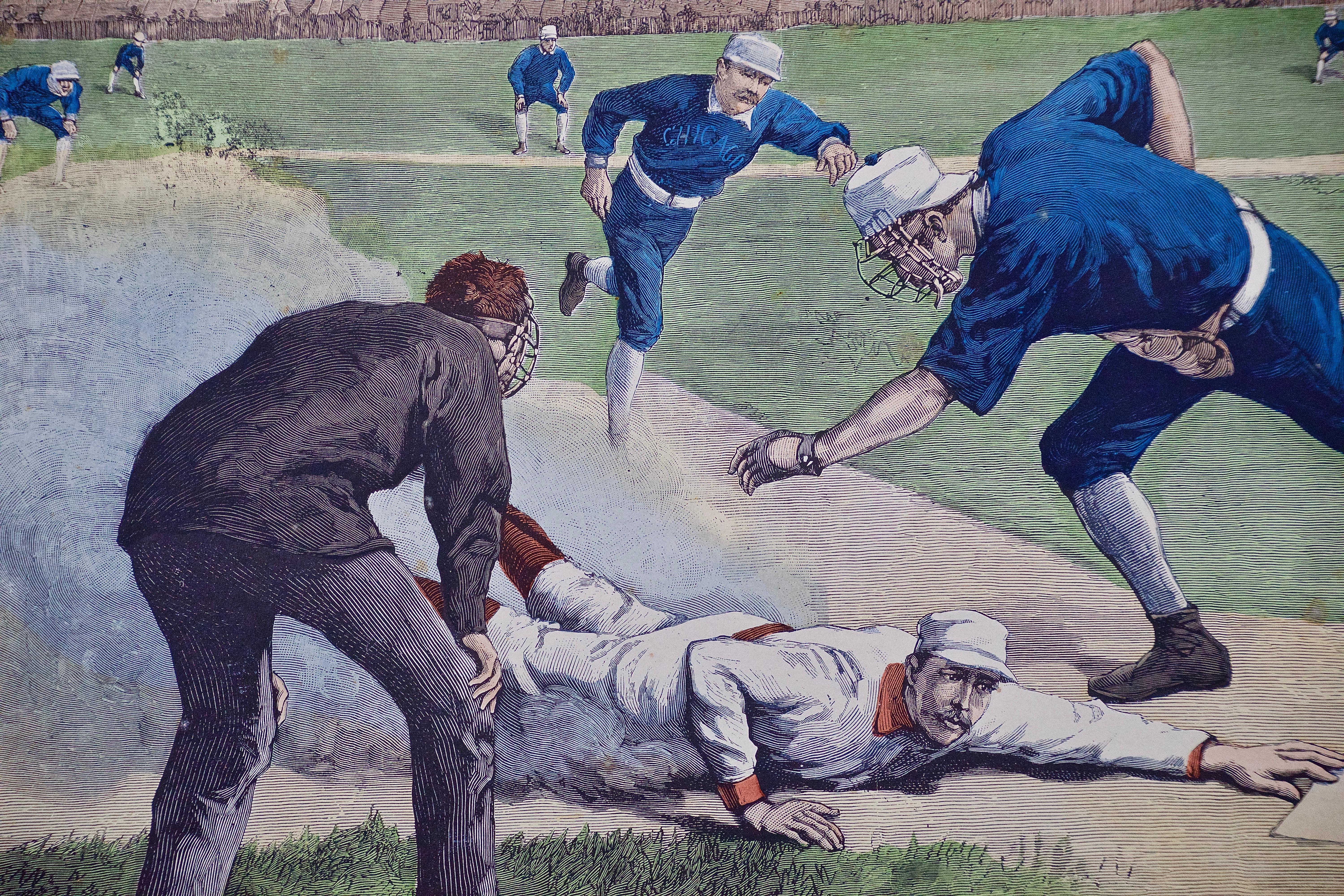 1885 NY Giants vs. Chicago Baseball Scene 