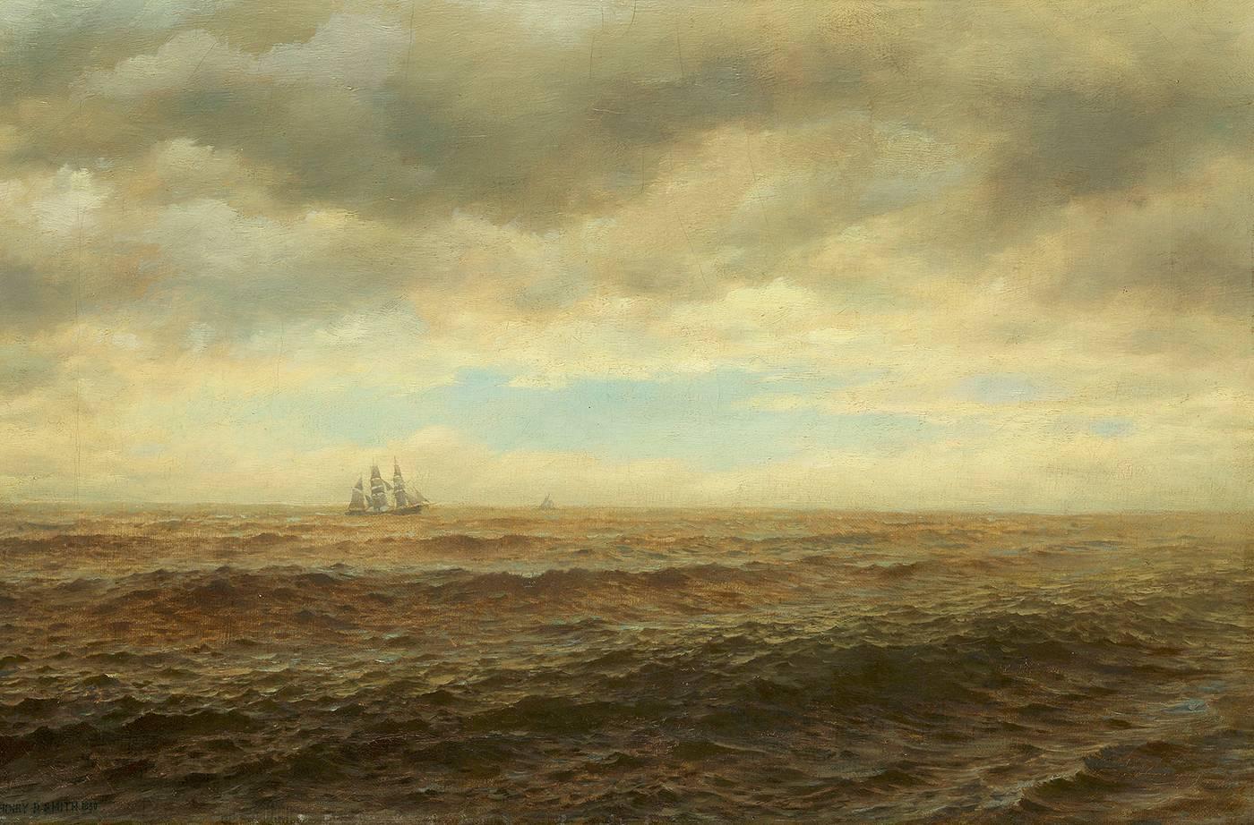 Henry Pember Smith Landscape Painting - Sailing Ship on the Horizon