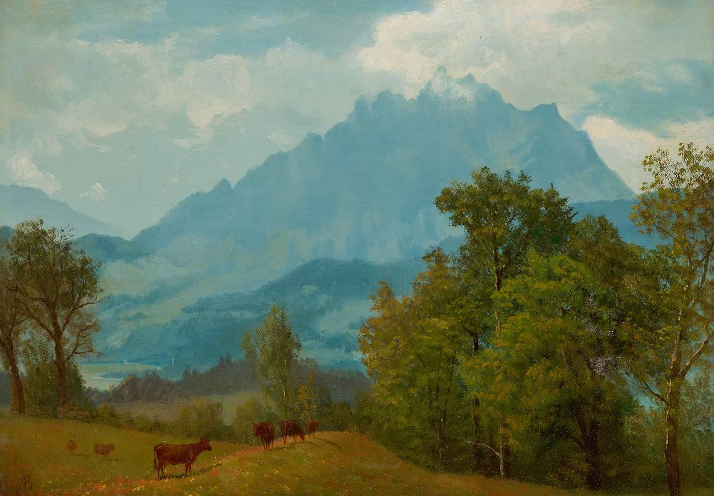 Albert Bierstadt Landscape Painting - Mount Pilatus above Lake Lucerne