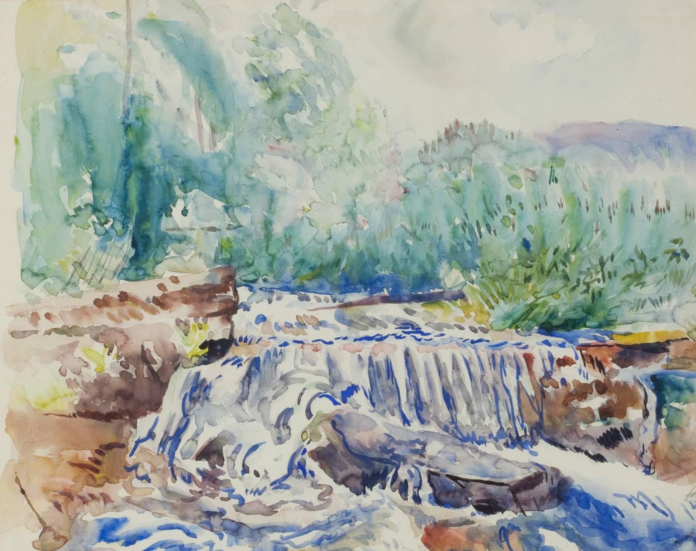 Hayley Lever Landscape Painting - Waterfall, Woodstock, NY