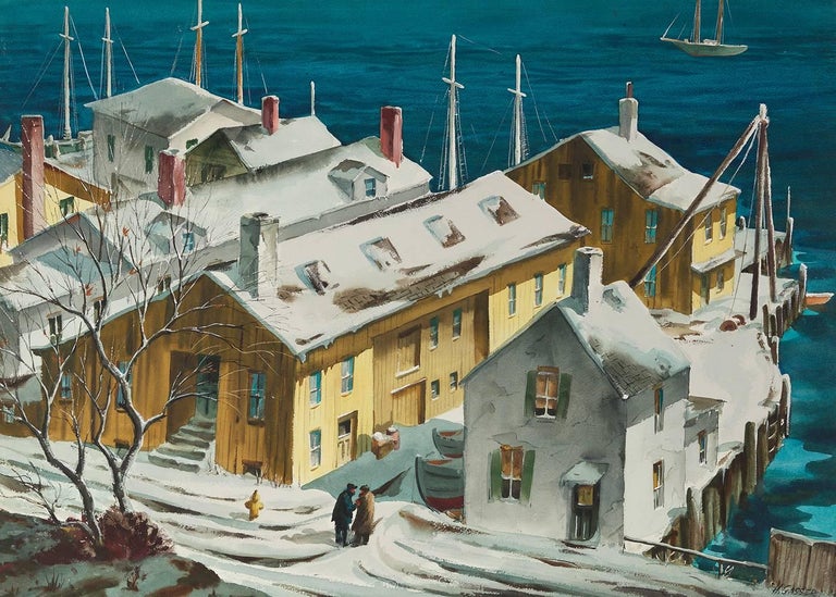 Henry Martin Gasser Winter Wharf, Painting For Sale at 1stdibs