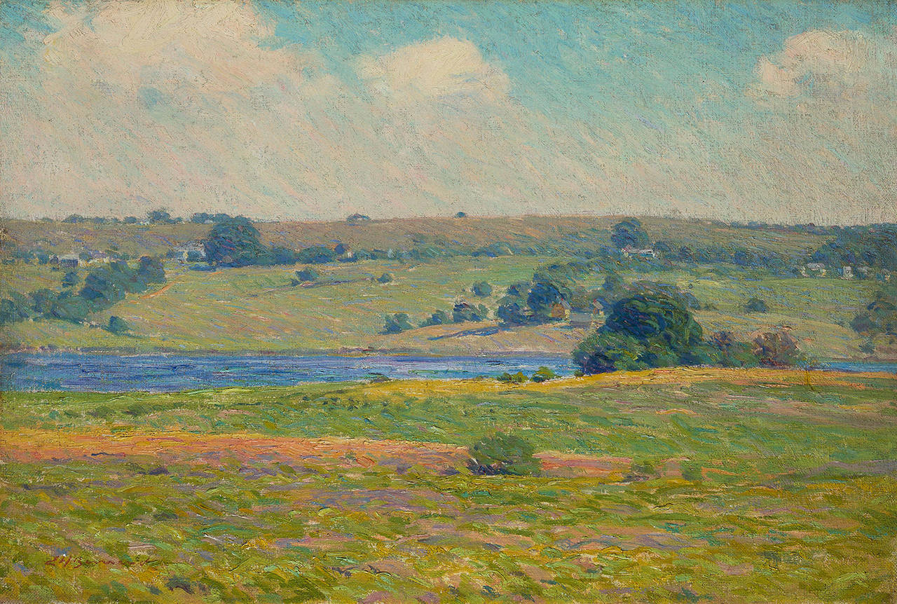 Landscape Painting Edward Herbert Barnard - Vallée de la rivière mystique