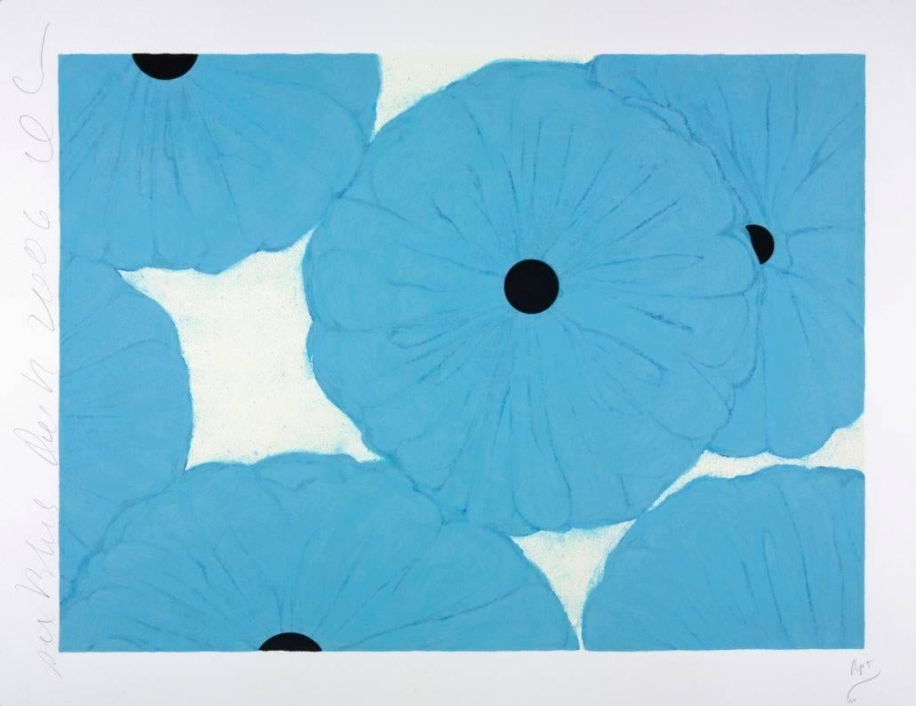Six Powder Blues, Poppy - Print by Donald Sultan