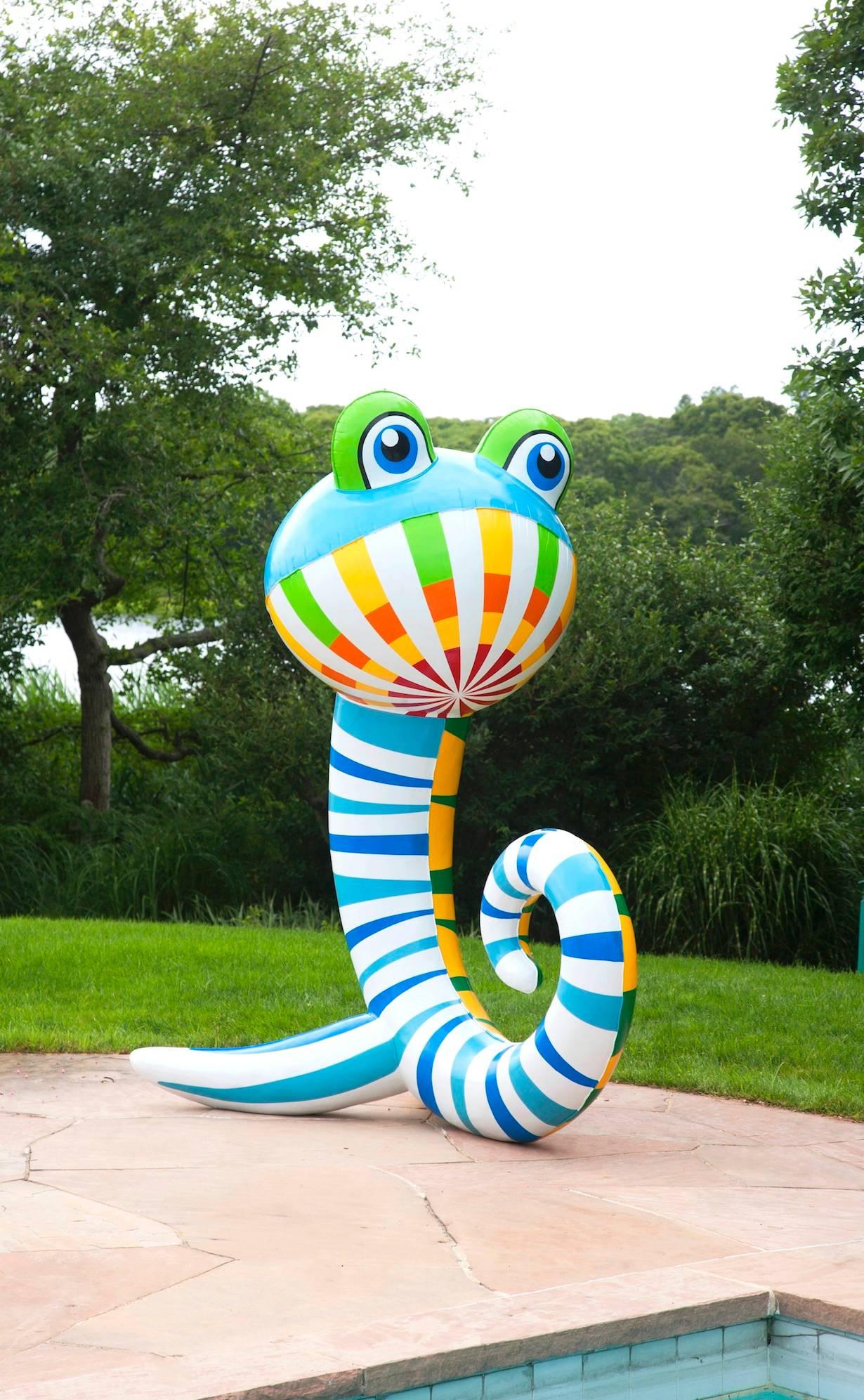 outdoor Pool Toy - Blue - Sculpture by Phillip Maberry