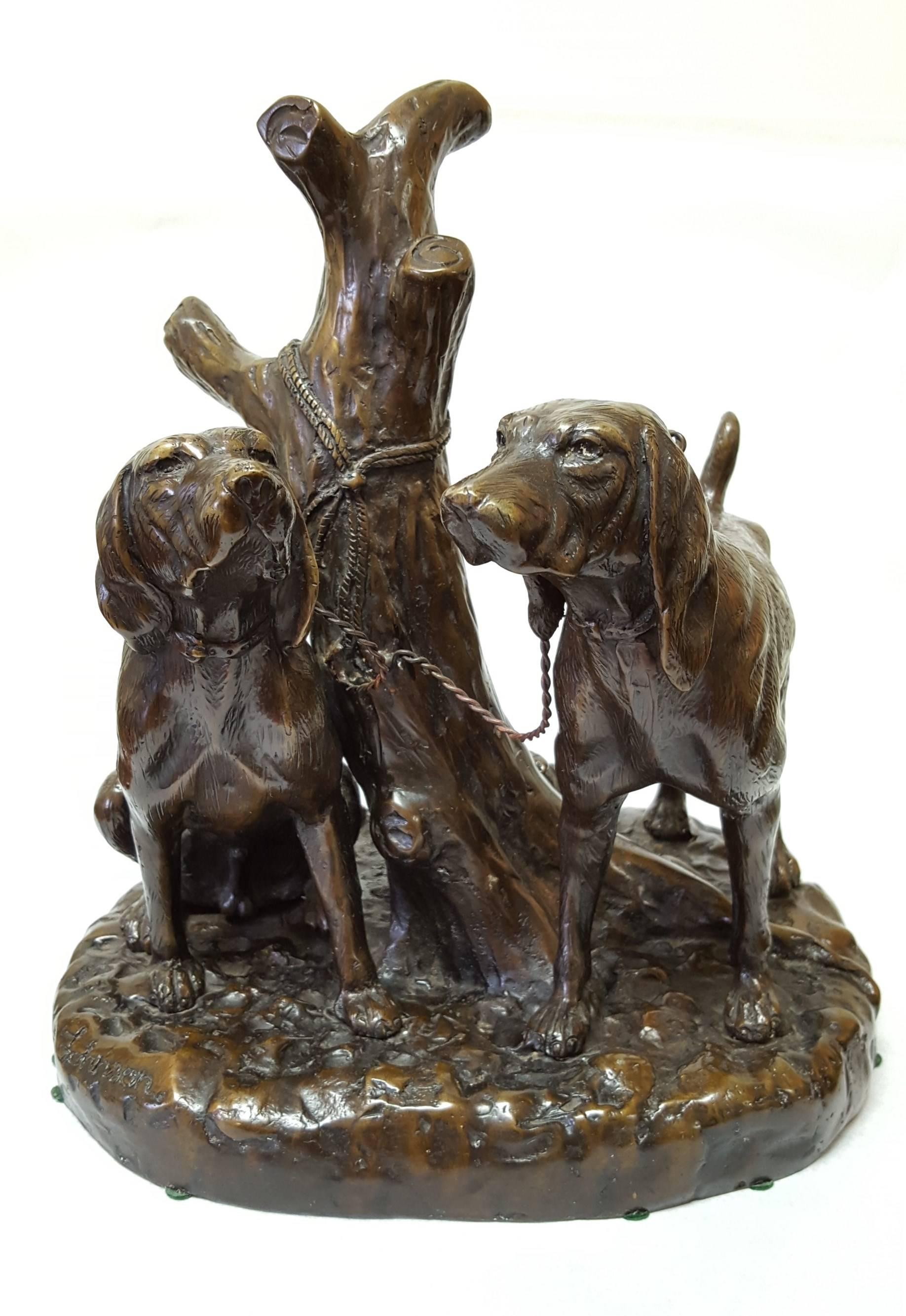 Grace Mott Johnson Figurative Sculpture - Hunting Dogs