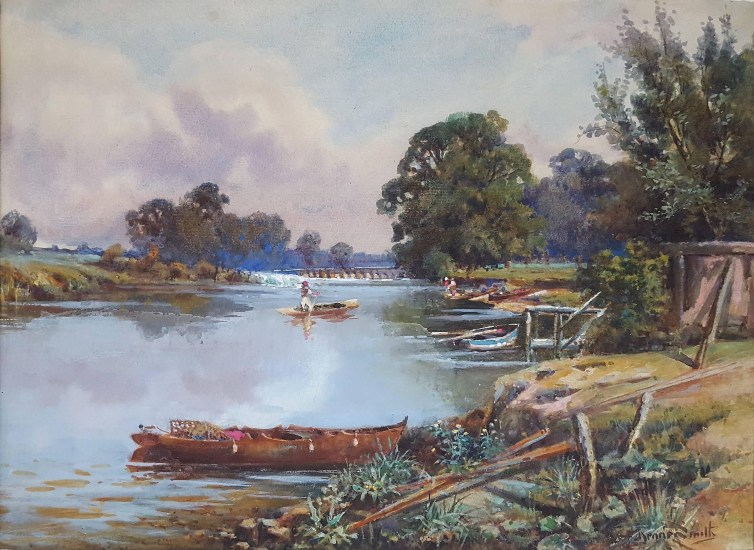 F. Denner Smith Landscape Art - On the Thames 