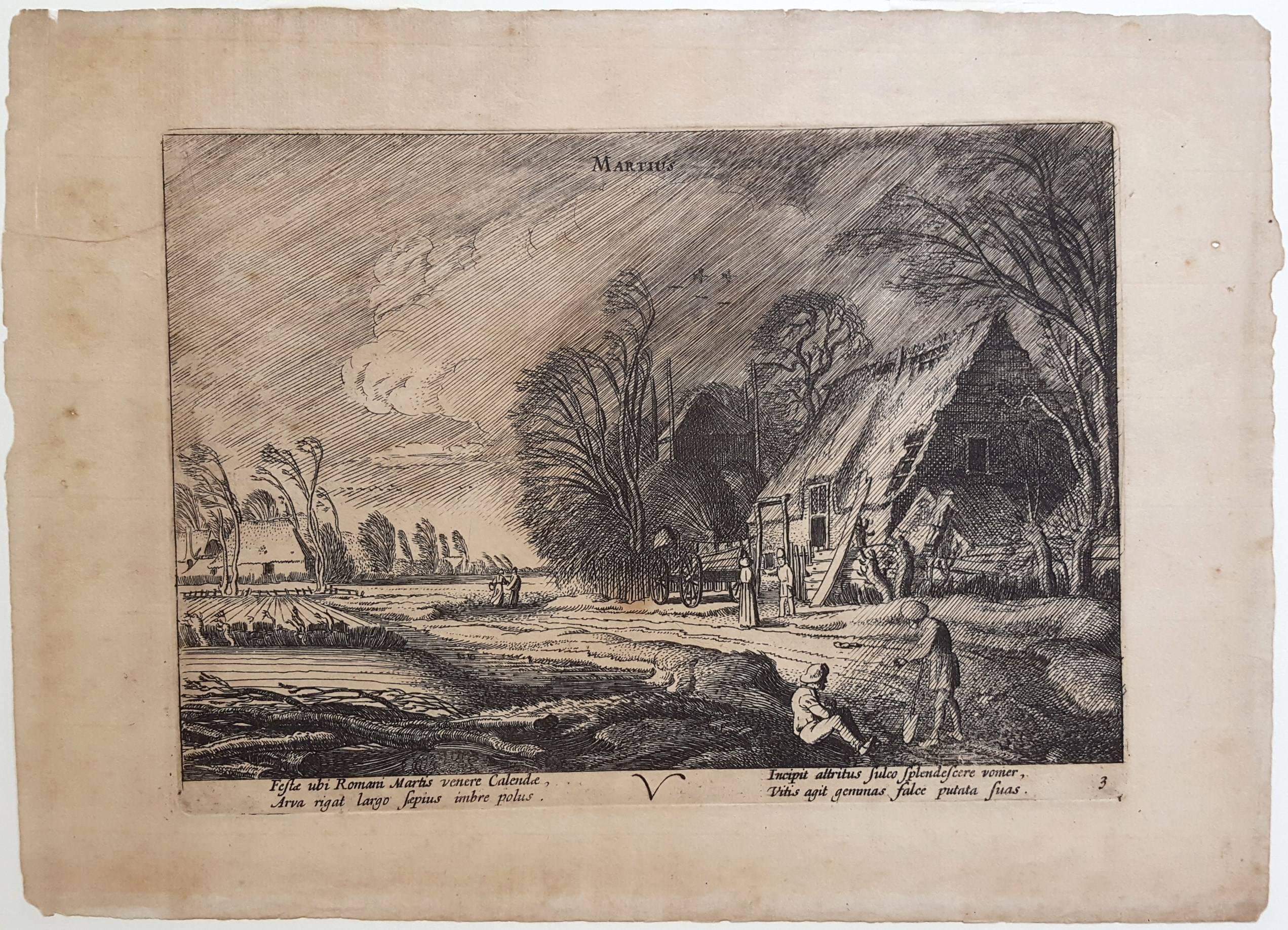 Jan Van de Velde Landscape Print - The Months (Complete Set of 12 Copper Plate Engravings)