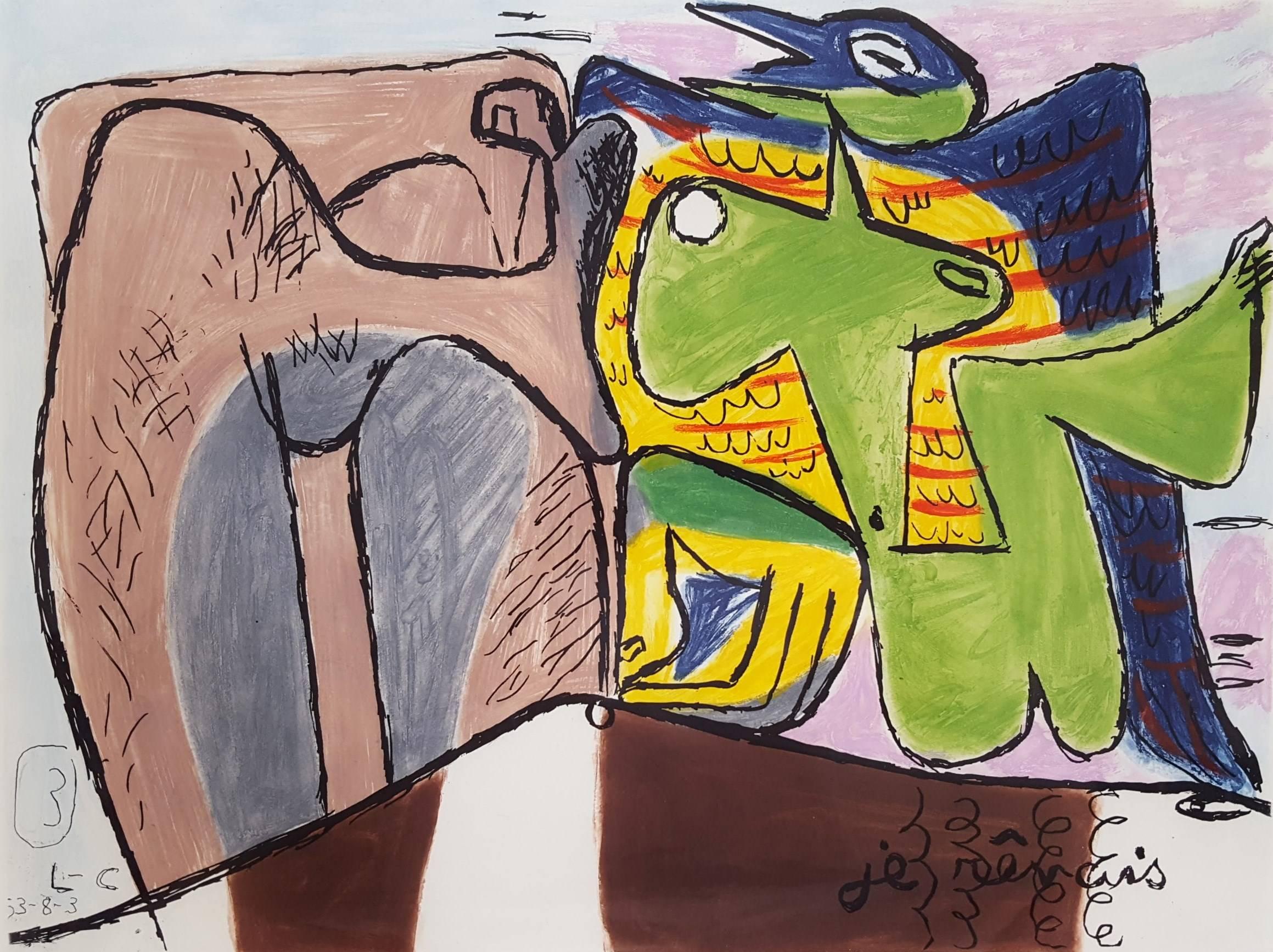 Unité, Planche 3 (Lote de 2) /// Surrealismo Le Corbusier Aguafuerte Aguatinta Moderna
