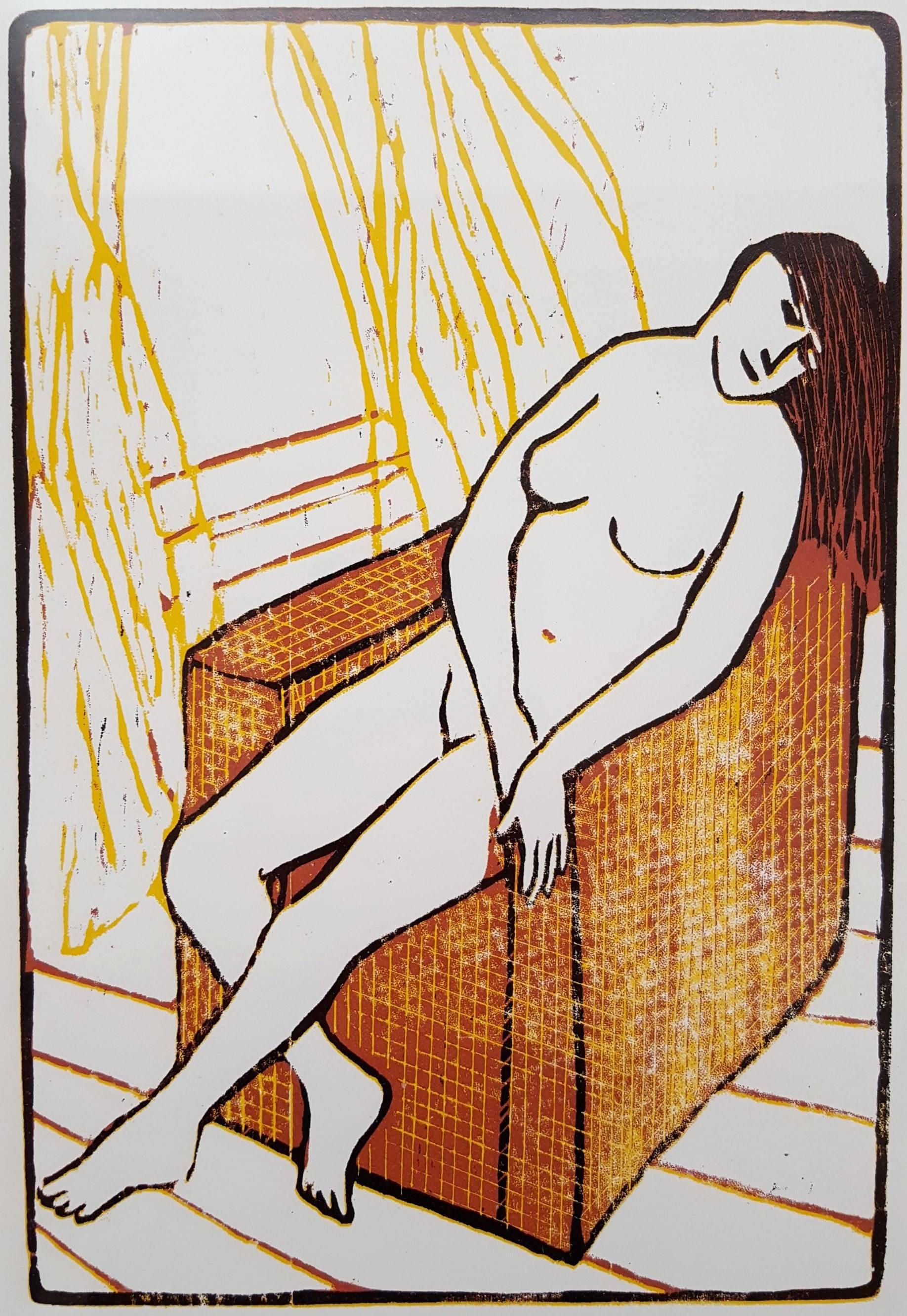 Vincent Torre Nude Print - Resting Nude