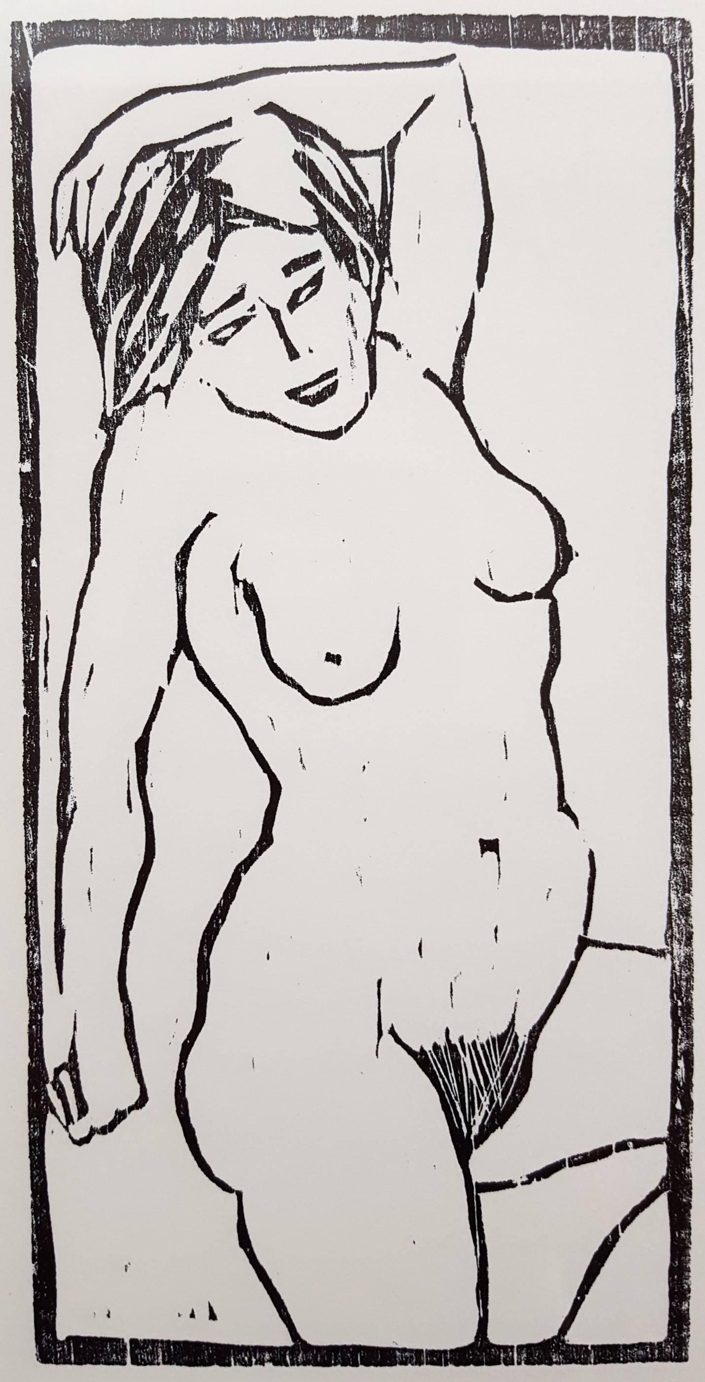 Vincent Torre Nude Print - German Expressionist Style Nude