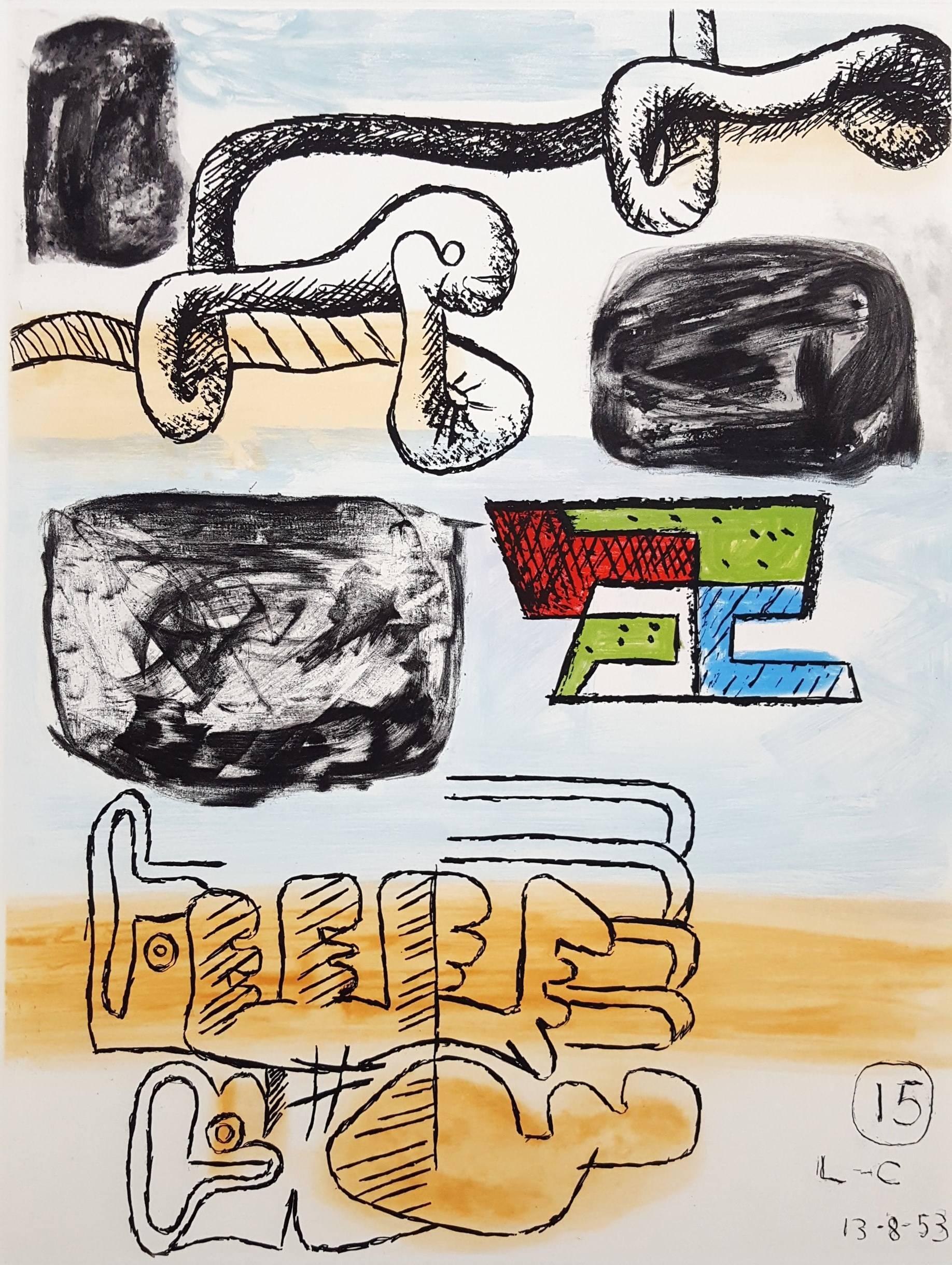 Künstler: Le Corbusier (Charles-Édouard Jeanneret) (Schweizer-Franzose, 1887-1965)
Titel: "Unité, Planche 15" (Satz von 2)
Portfolio: Unité
*Signiert von Le Corbusier mit Bleistift unten rechts. Monogrammiert und datiert in der Platte (gedruckte
