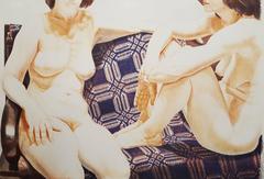 Two Nudes on Blue Coverlet 6