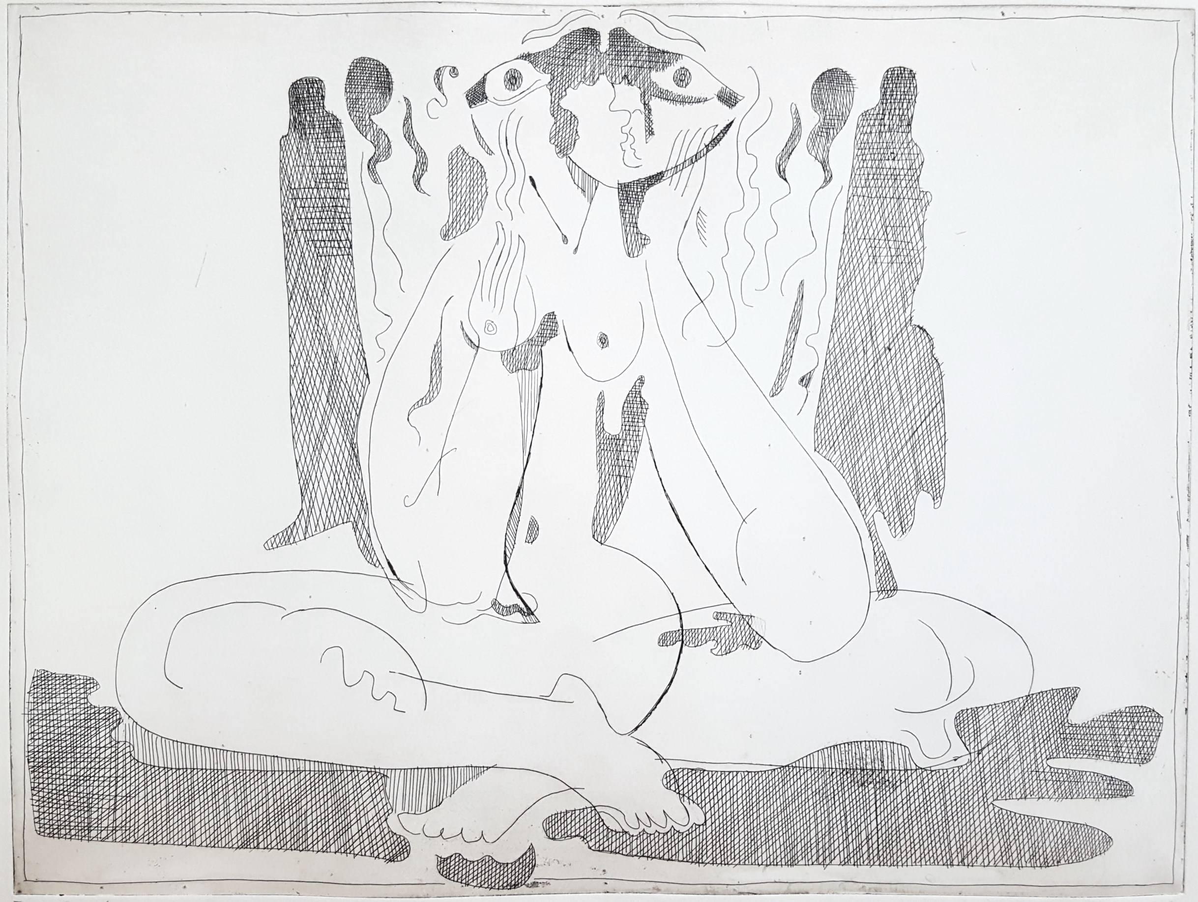 Albrecht Steinert Nude Print - Das Orakel (The Oracle)