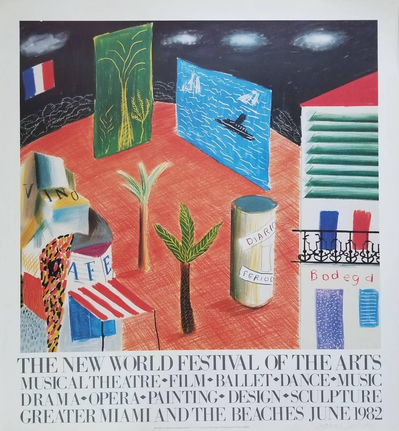 (after) David Hockney Landscape Print - The New World Festival of the Arts (Signed)