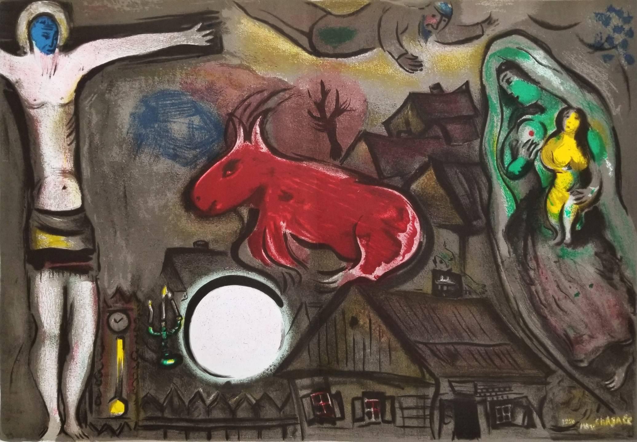 Marc Chagall Figurative Print - Mystical Crucifixion
