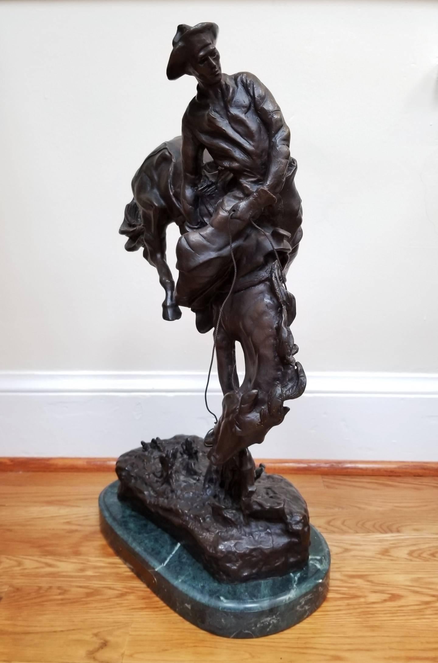 (after) Frederic Remington Figurative Sculpture - The Outlaw