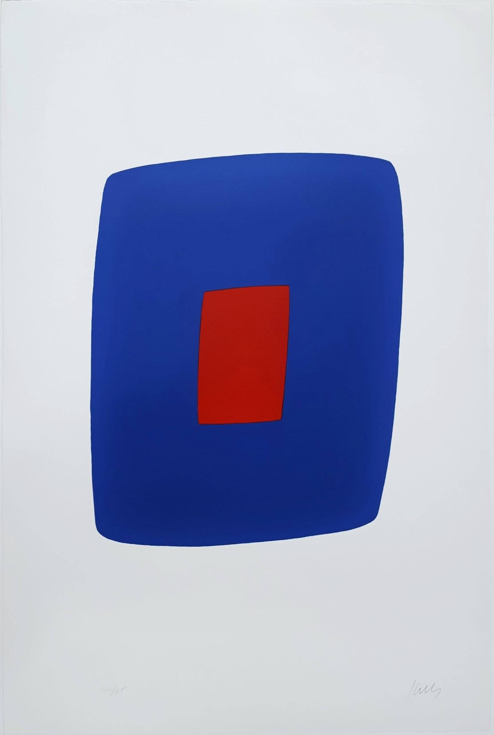 Ellsworth Kelly Abstract Print - Dark Blue with Red (VI.7)