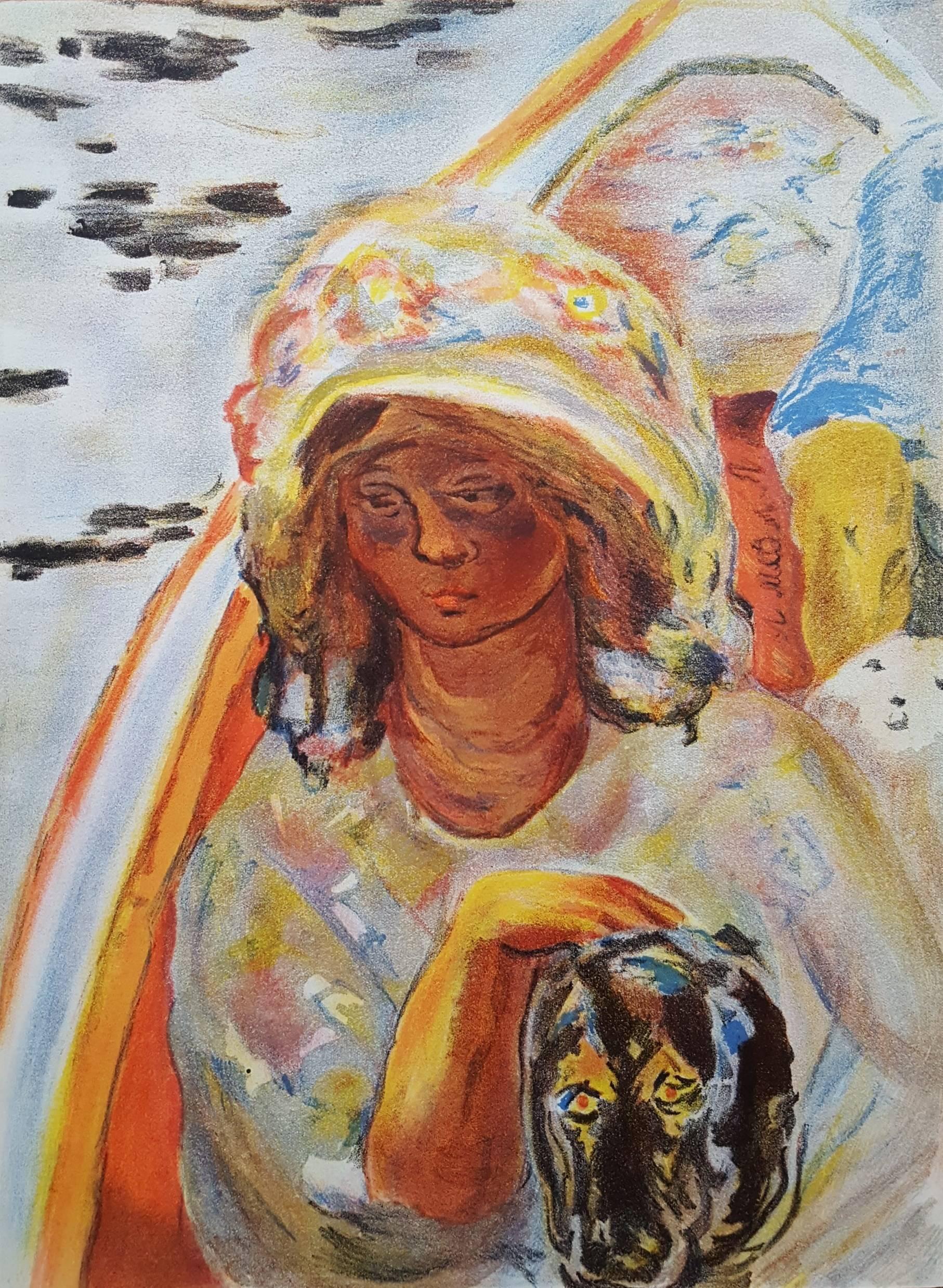 (after) Pierre Bonnard Figurative Print - Jeaune Fille dans un Barque