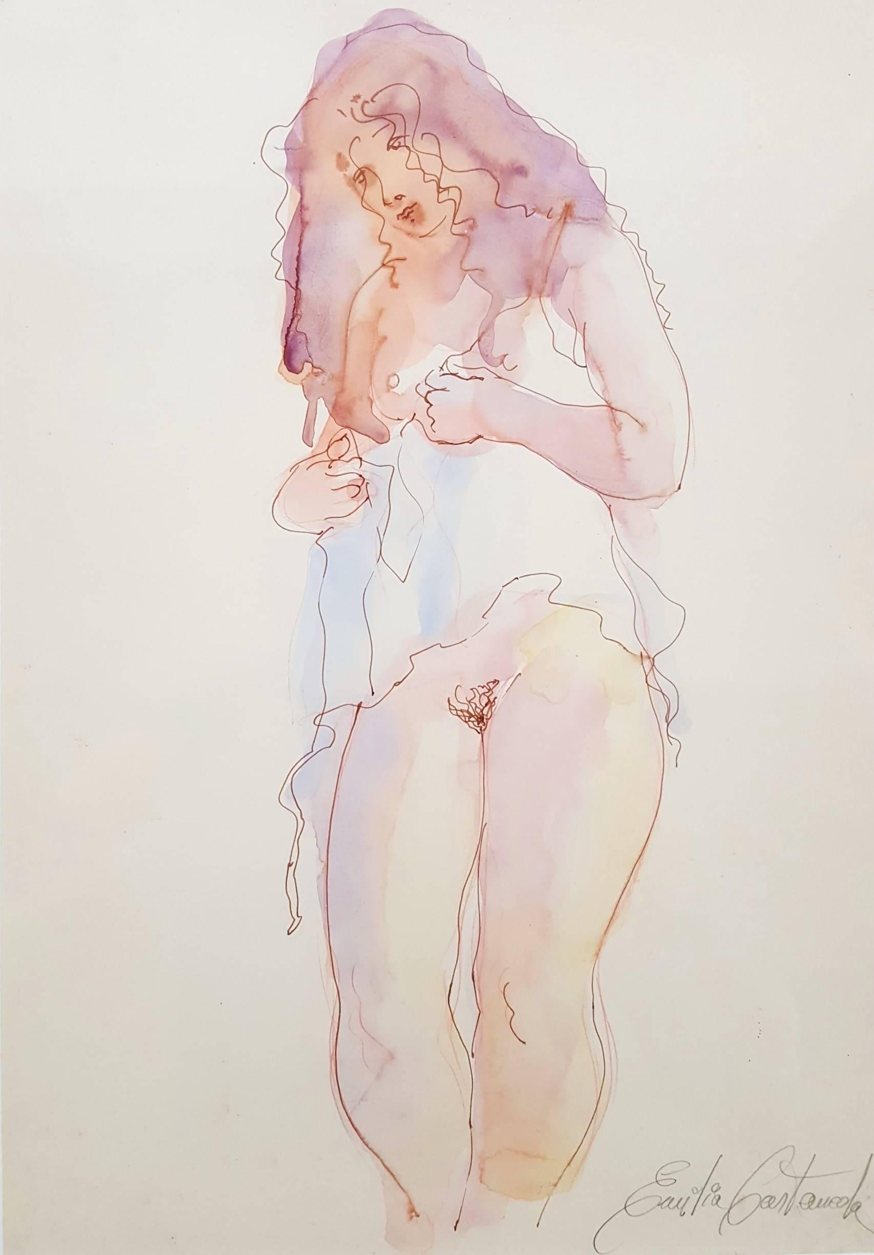 Ink Nude Drawings and Watercolors
