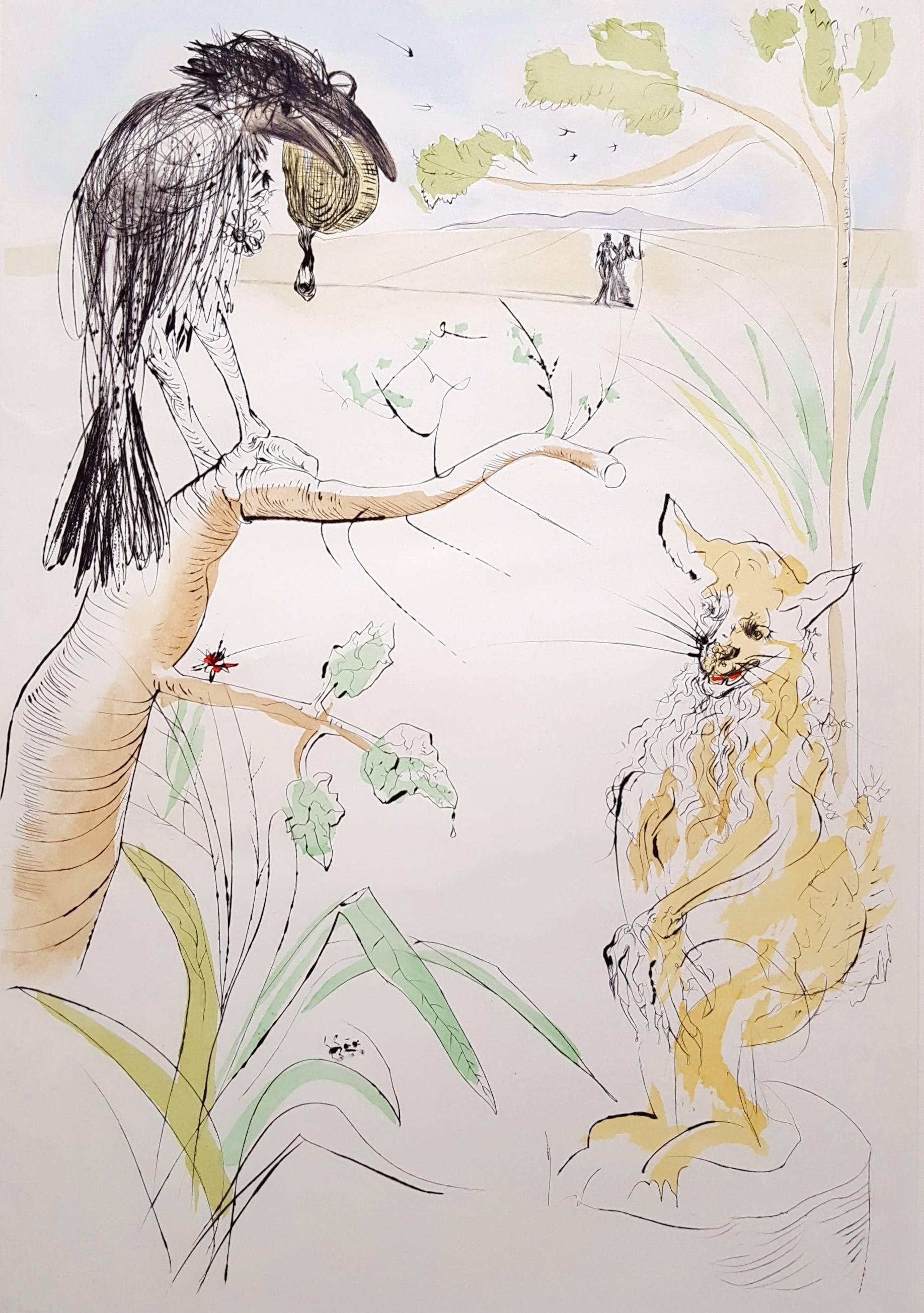Salvador Dalí Animal Print - Le Corbeau et le Renard (The Raven and the Fox)