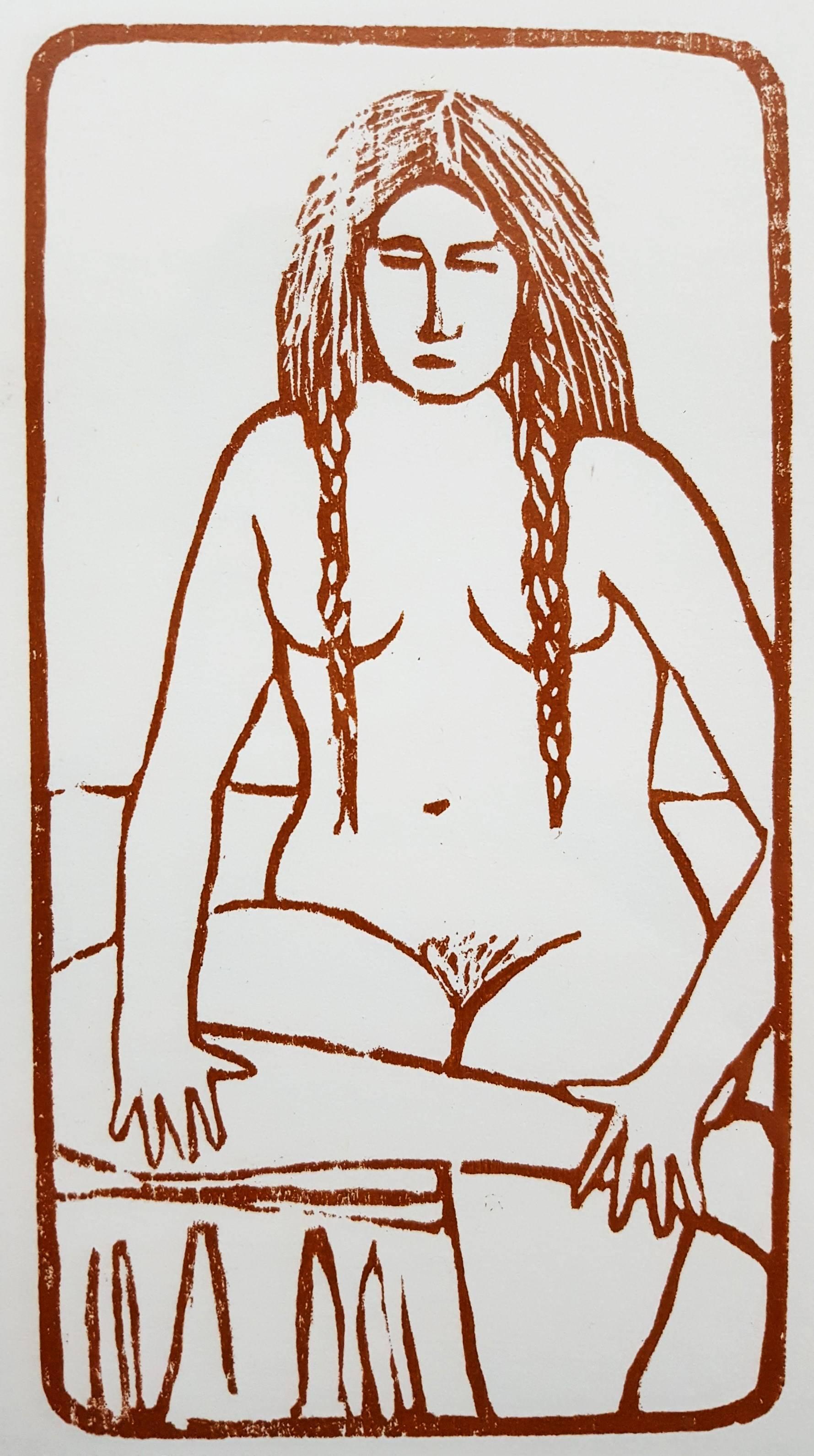 Vincent Torre Nude Print - Sitting Nude