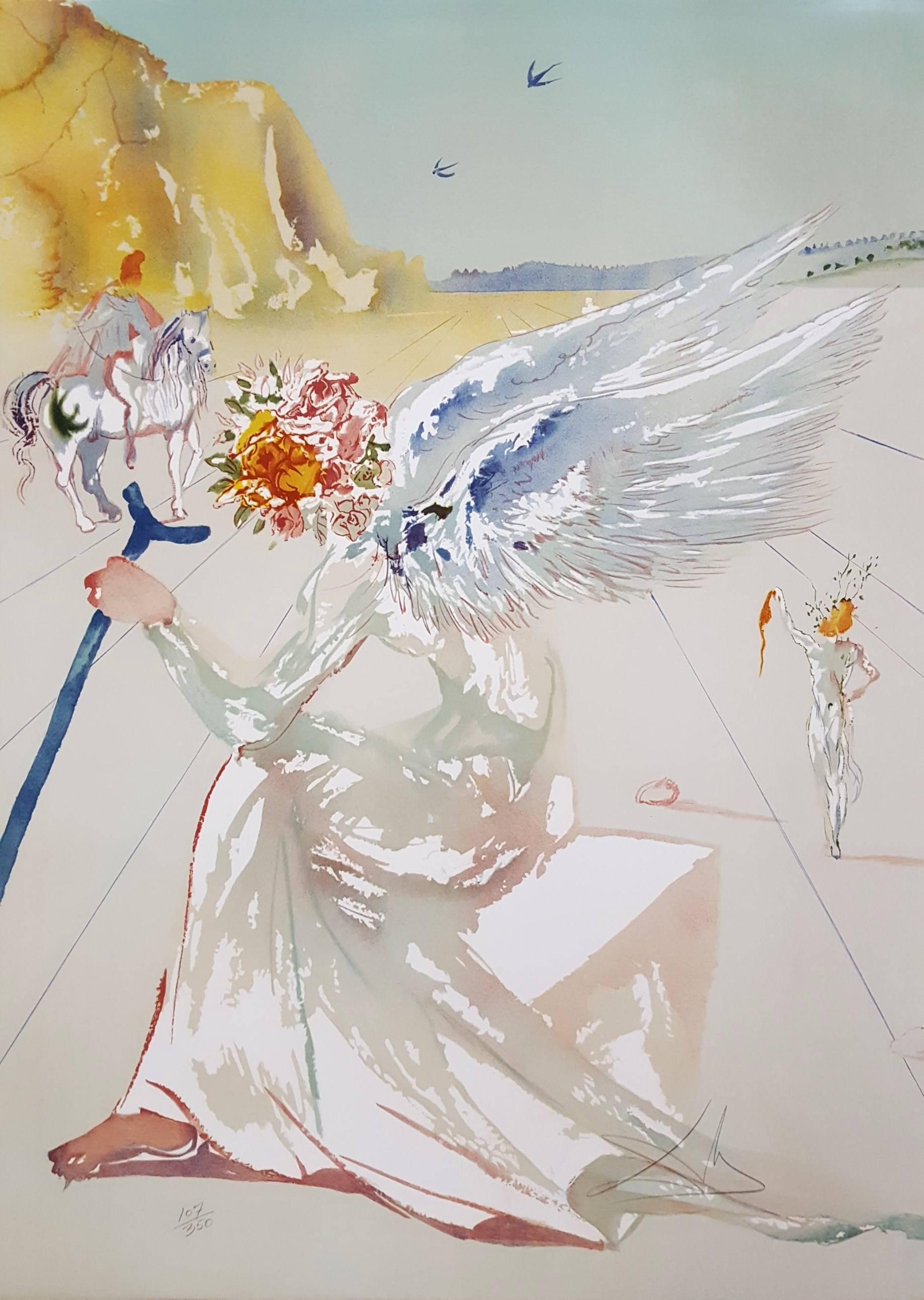 Salvador Dalí Figurative Print – Helen von Troy (Engel mit Wand)