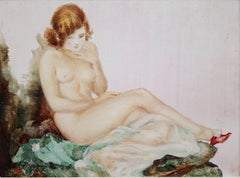 Reclining Nude /// Antique Figurative Woman Lady Oil Painting Hungarian European