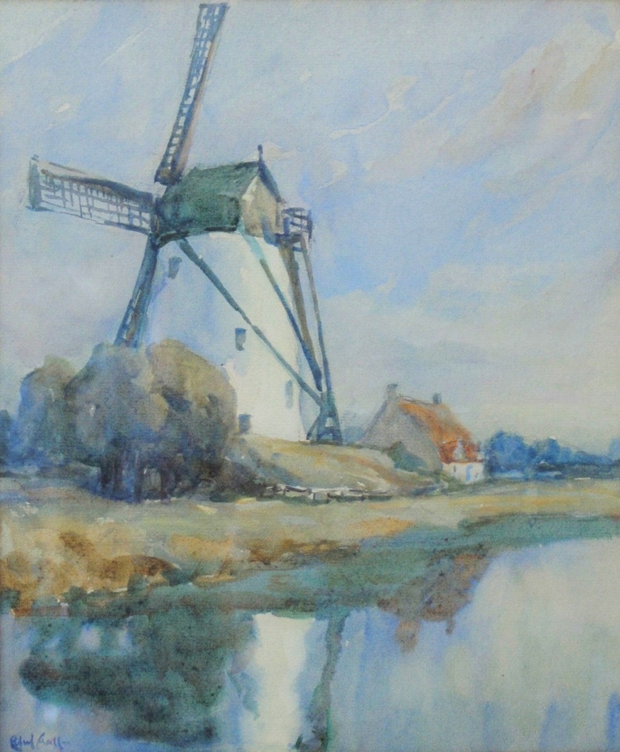 Ethel Hall Landscape Art - Old Mill at Damme, Bruges