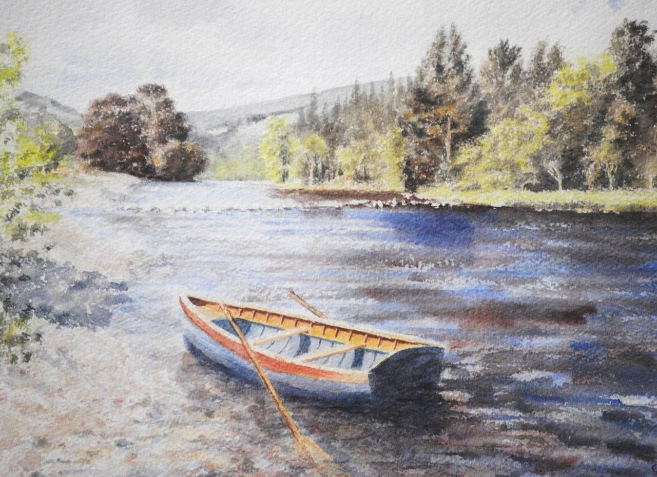 Spring On The River Ness, Inverness, Scotland, Fully Framed. - Contemporary Art by Gillie Cawthorne