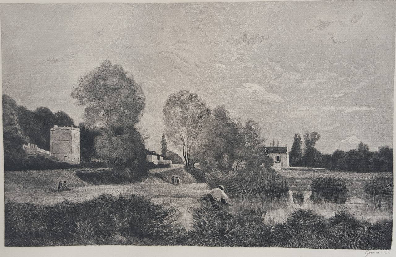 Jean-Baptiste-Camille Corot Landscape Print - L'Etang a Ville d'Array (The Pond in Ville d'Array)