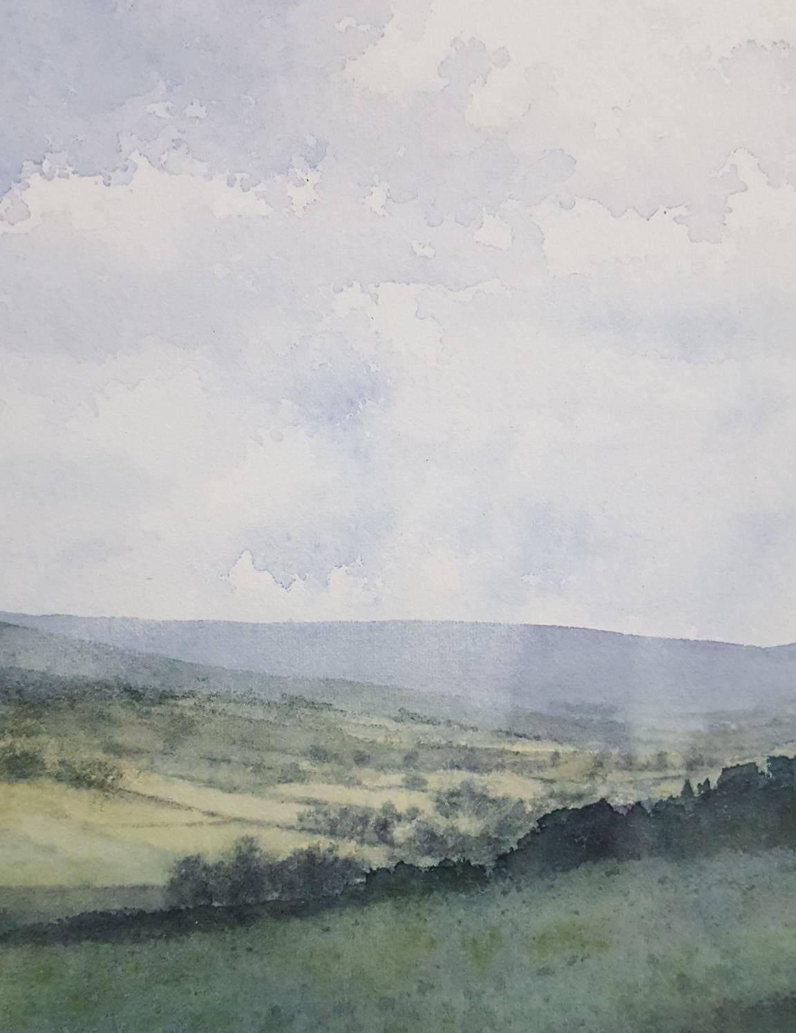 South Tyne Valley, England - Gray Landscape Art by Gillie Cawthorne