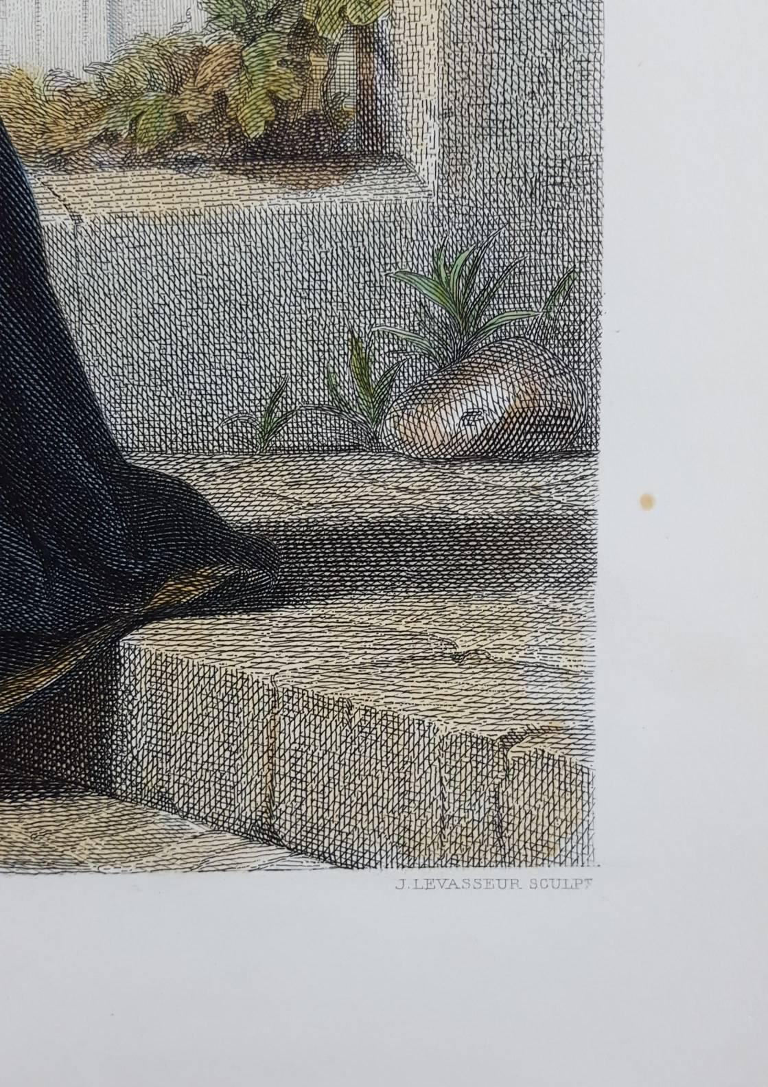 Villanella - Gray Figurative Print by Charles Jalabert