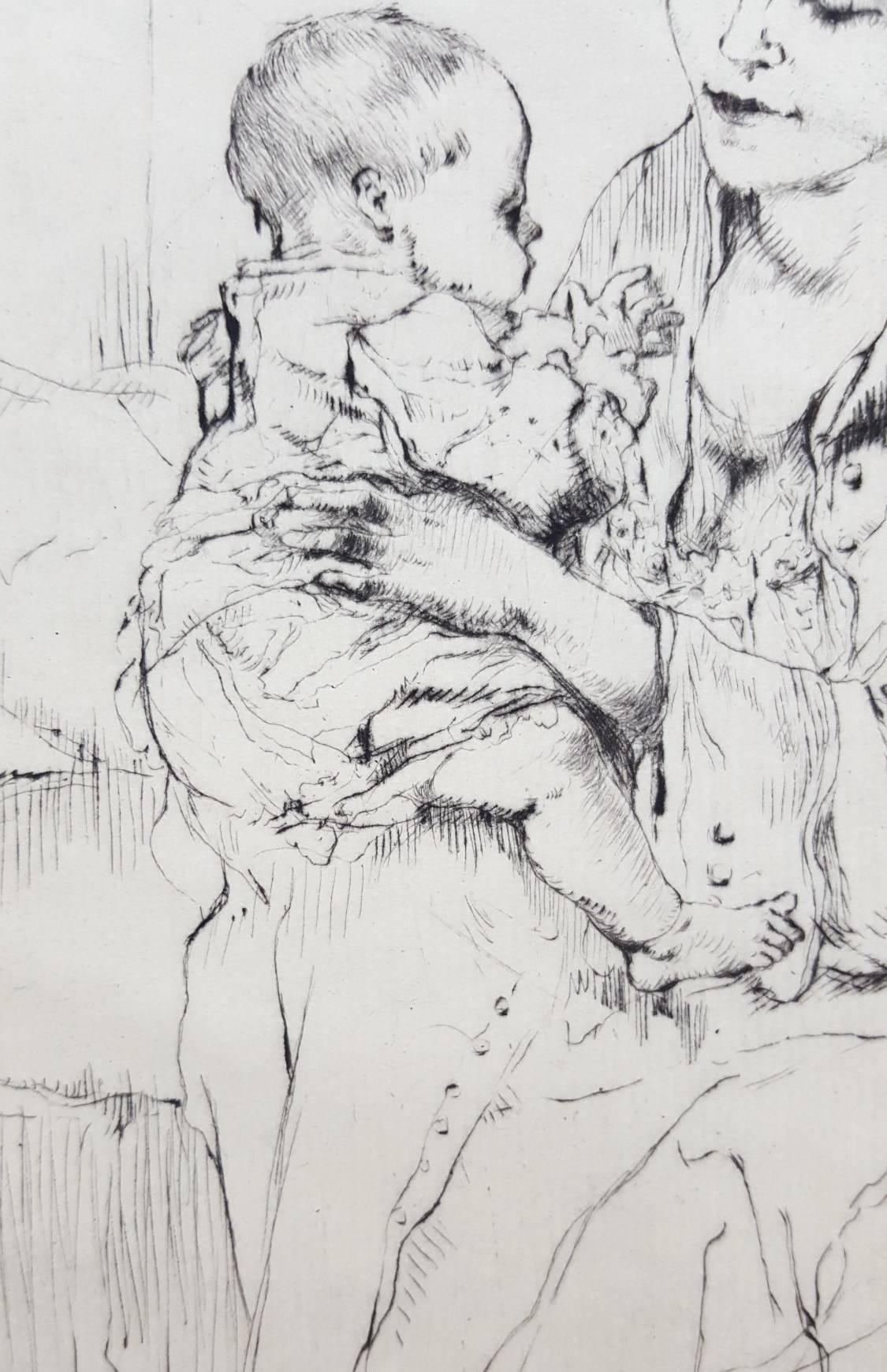 An original signed drypoint etching on paid paper by French artist Auguste Brouet (1872-1941) titled 