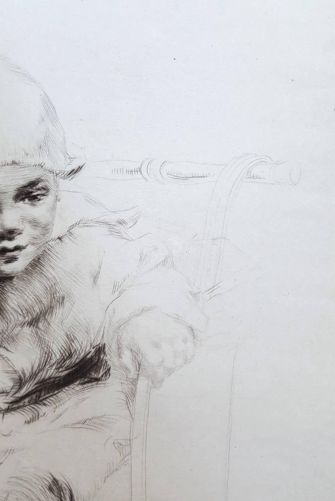 Peggy /// Antike viktorianische Radierung Portrait Figurative britische Kinder Kind  im Angebot 3