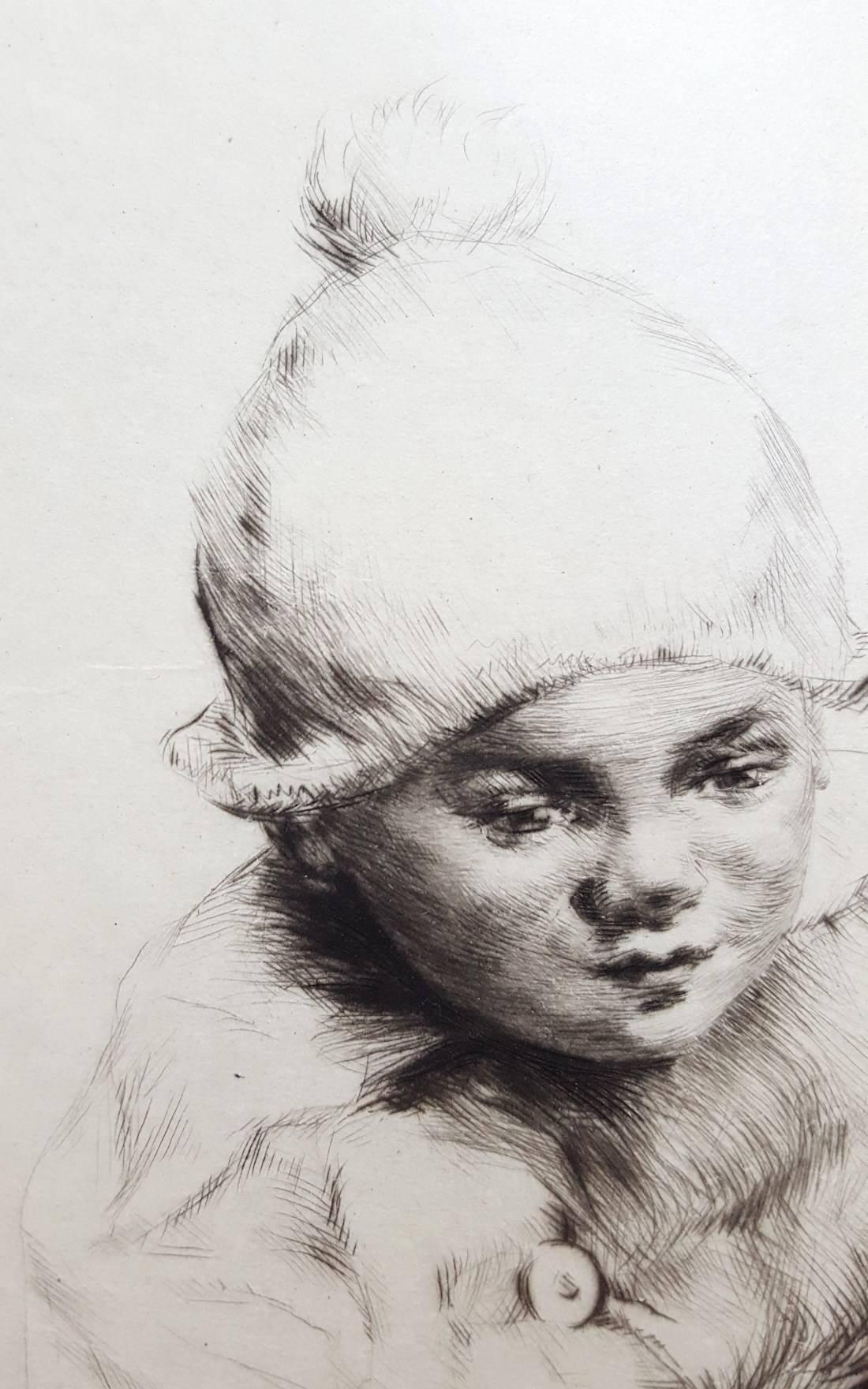Peggy /// Antike viktorianische Radierung Portrait Figurative britische Kinder Kind  im Angebot 4