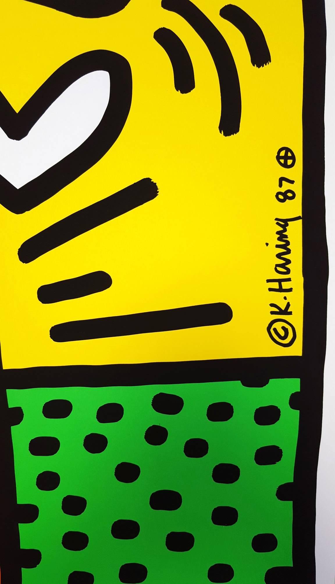 Ein original Siebdruck-Poster auf Velin des amerikanischen Künstlers Keith Haring (1958-1990) mit dem Titel 