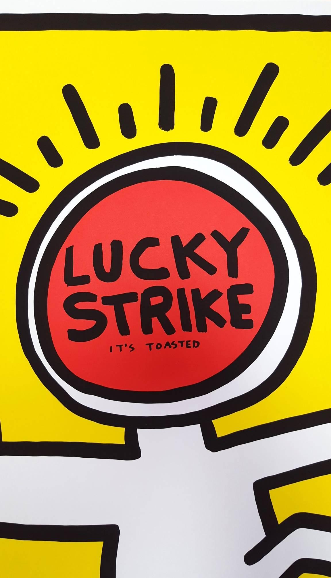 Lucky Strike II - Yellow Figurative Print by Keith Haring