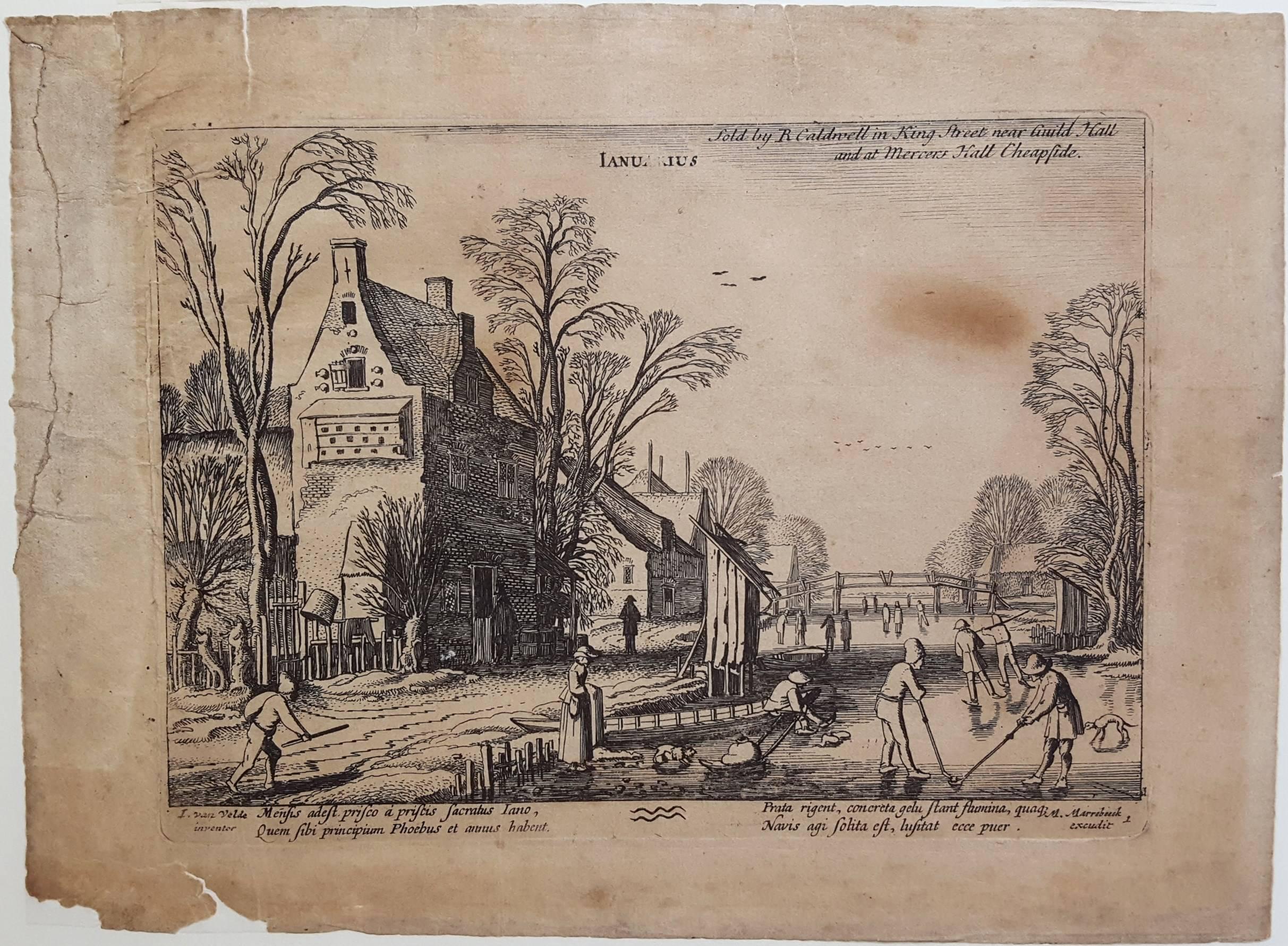 The Months (Complete Set of 12 Copper Plate Engravings) - Print by Jan Van de Velde