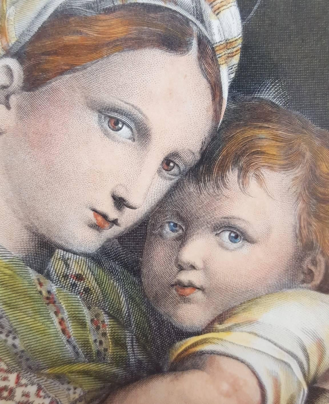 The Madonna della Sedia - Gray Portrait Print by Raphael