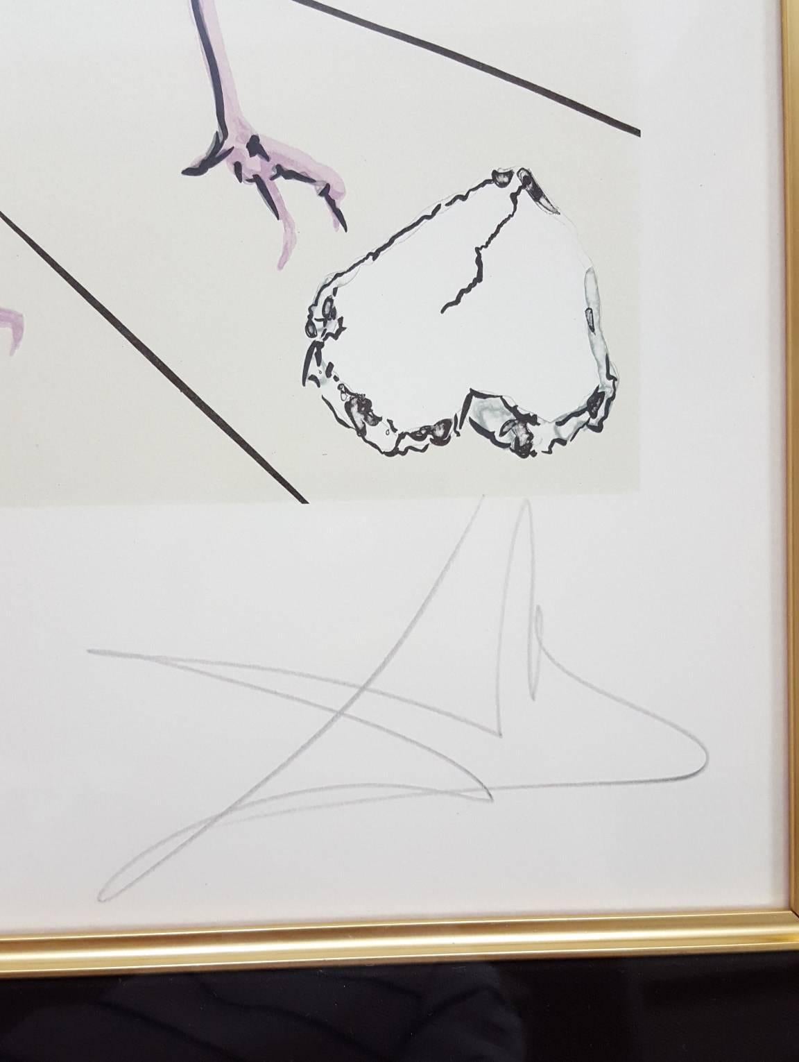 Litografía original firmada a partir de un gouache original del artista español Salvador Dalí (1904-1989) titulada 
