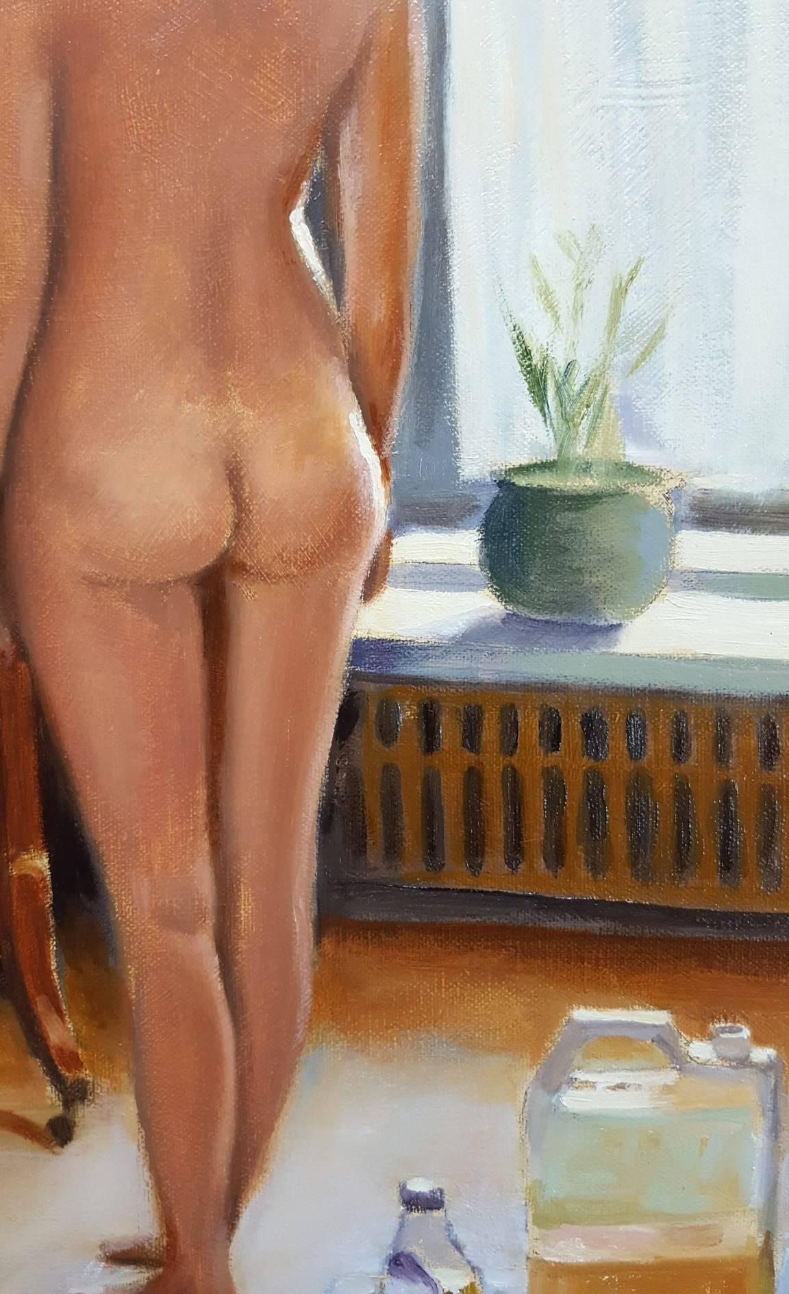 Homage to Ken Howard R.A. - Brown Nude Painting by Christopher Stone