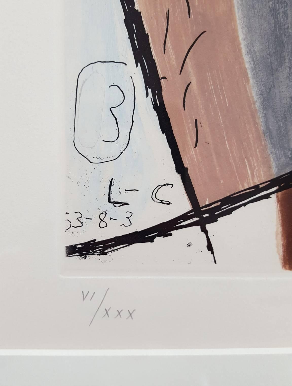Unité, Planche 3 (Satz von 2) /// Surrealismus Le Corbusier Radierung Modern Aquatinta im Angebot 1