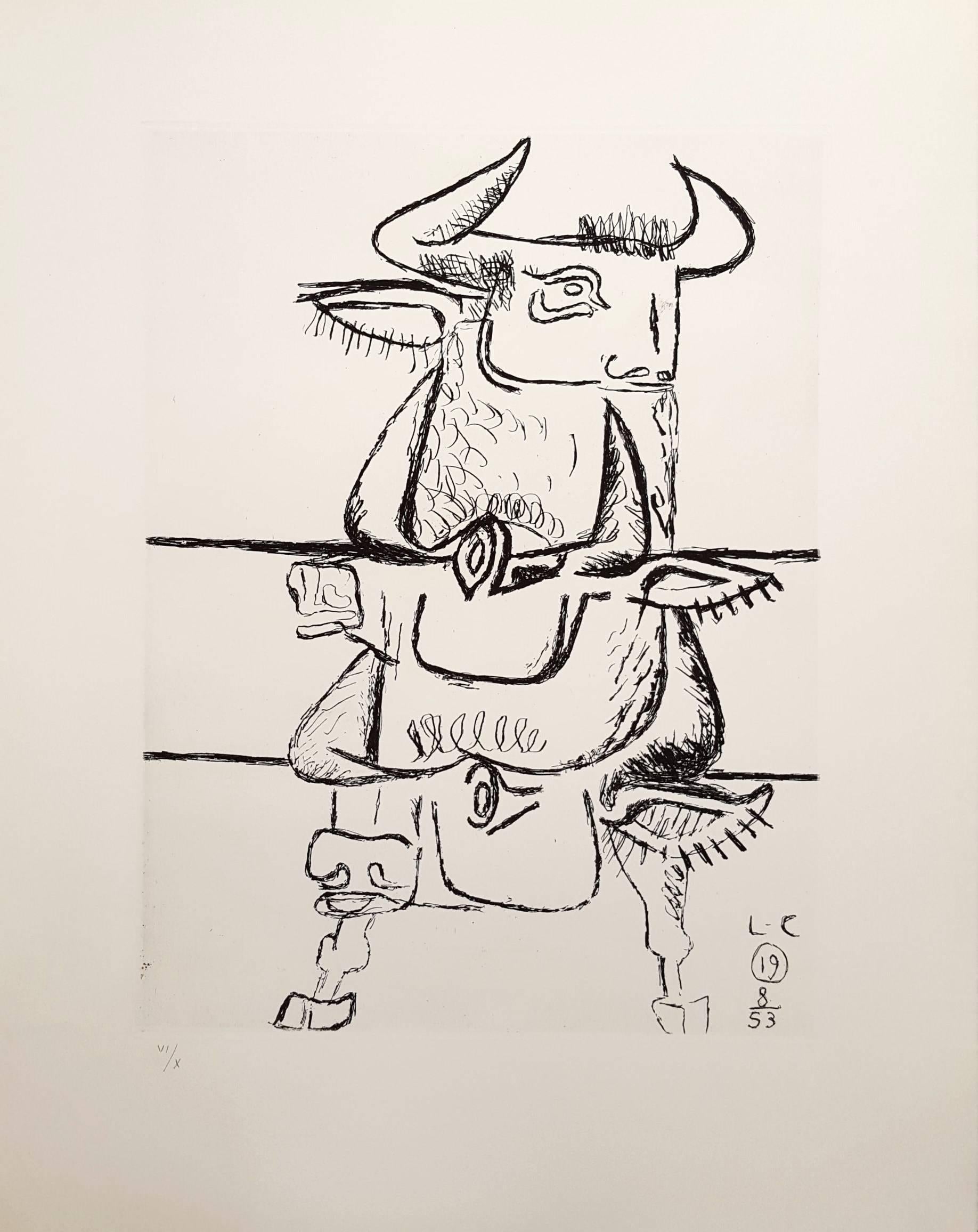 Unité, Planche 19 (Set of 2) /// Surrealism Modern Art Le Corbusier Bull Cow For Sale 6