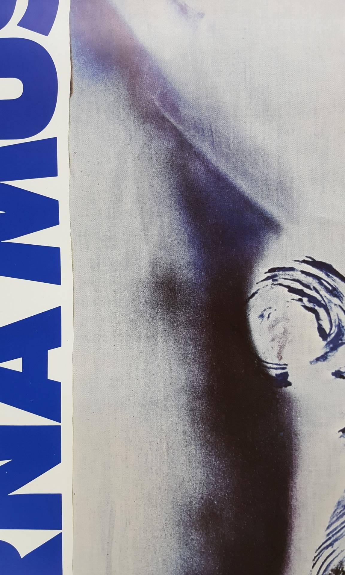 An original offset lithograph exhibition poster after French artist Yves Klein (1928-1962) titled "Shroud Anthropometry 20 - Vampire", c. 1985. Produced by Moderna Museet in Stockholm, Sweden for an exhibition of Klein's work at the