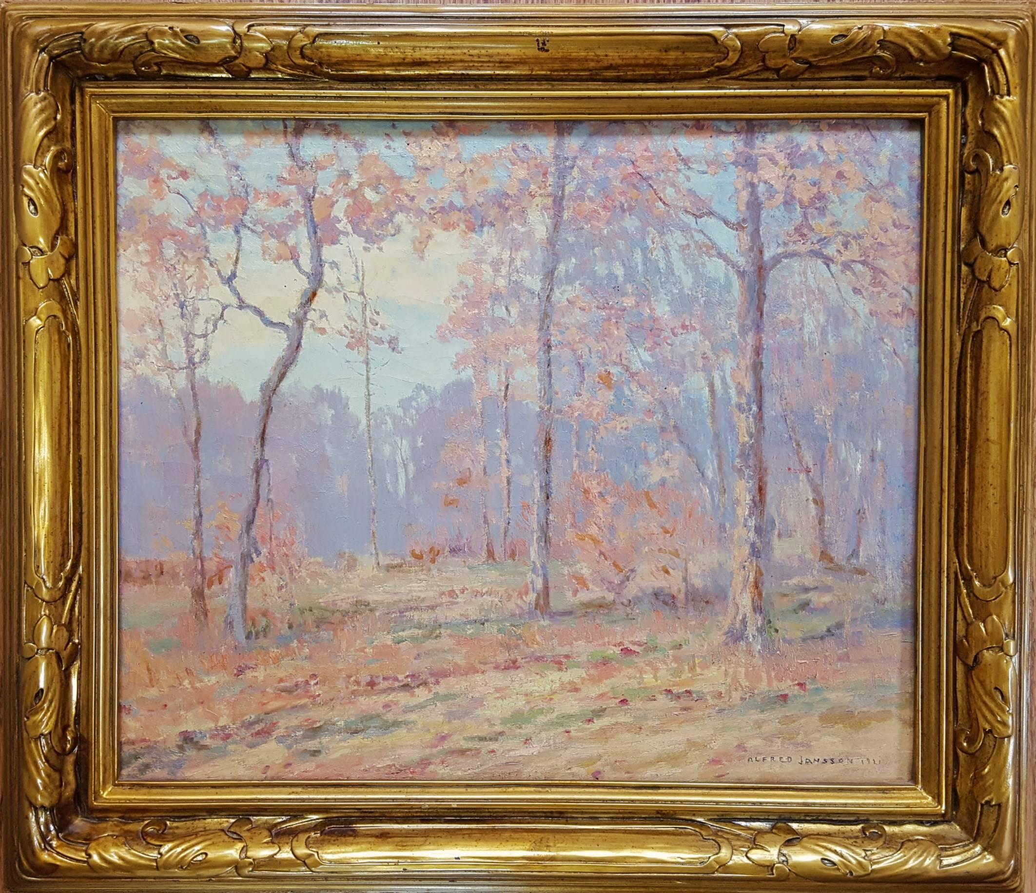Impressionist Autumn Landscape - Painting by Alfred Jansson