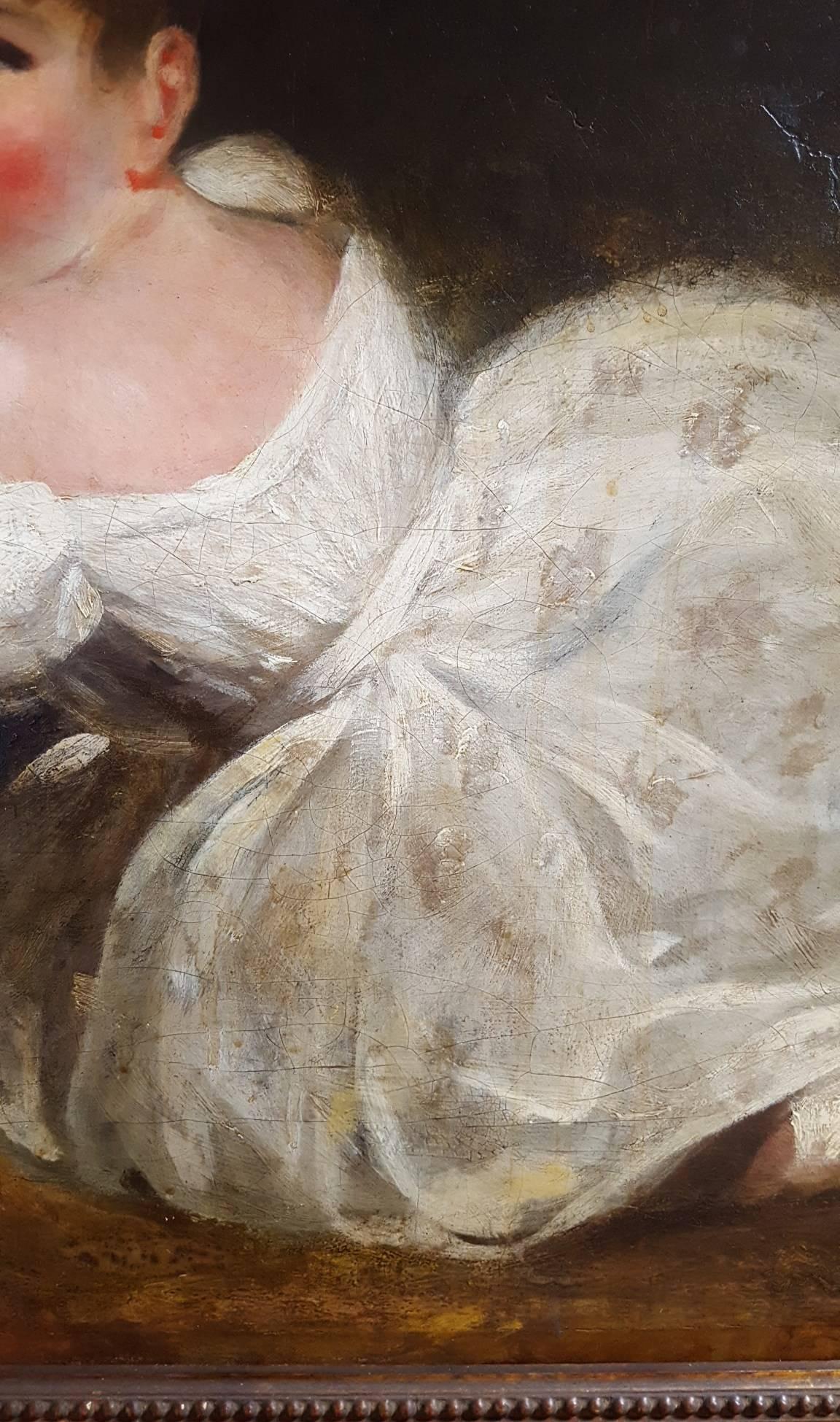 Miss Emma Lane, Attributed to J. Reynolds - Rococo Painting by Joshua Reynolds