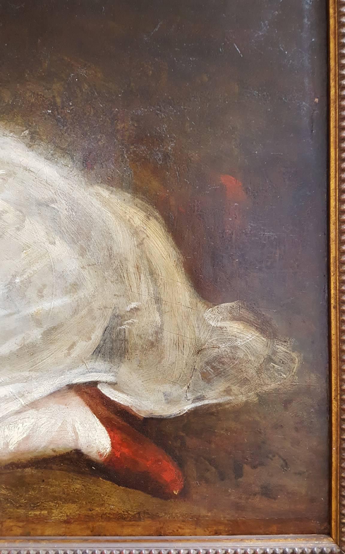 Miss Emma Lane, Attributed to J. Reynolds - Black Portrait Painting by Joshua Reynolds