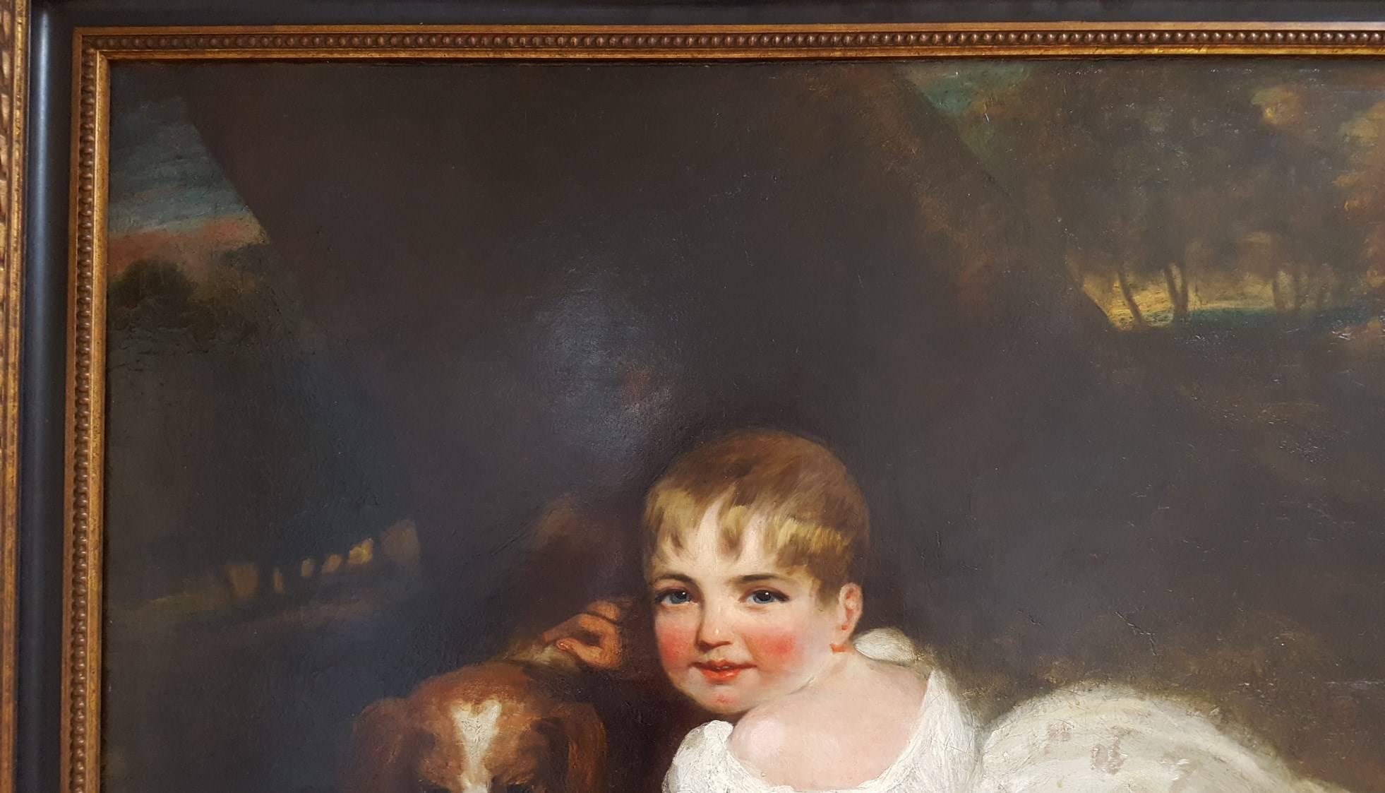 An original oil on canvas attributed to / studio of English artist Joshua Reynolds (1723-1792) titled 