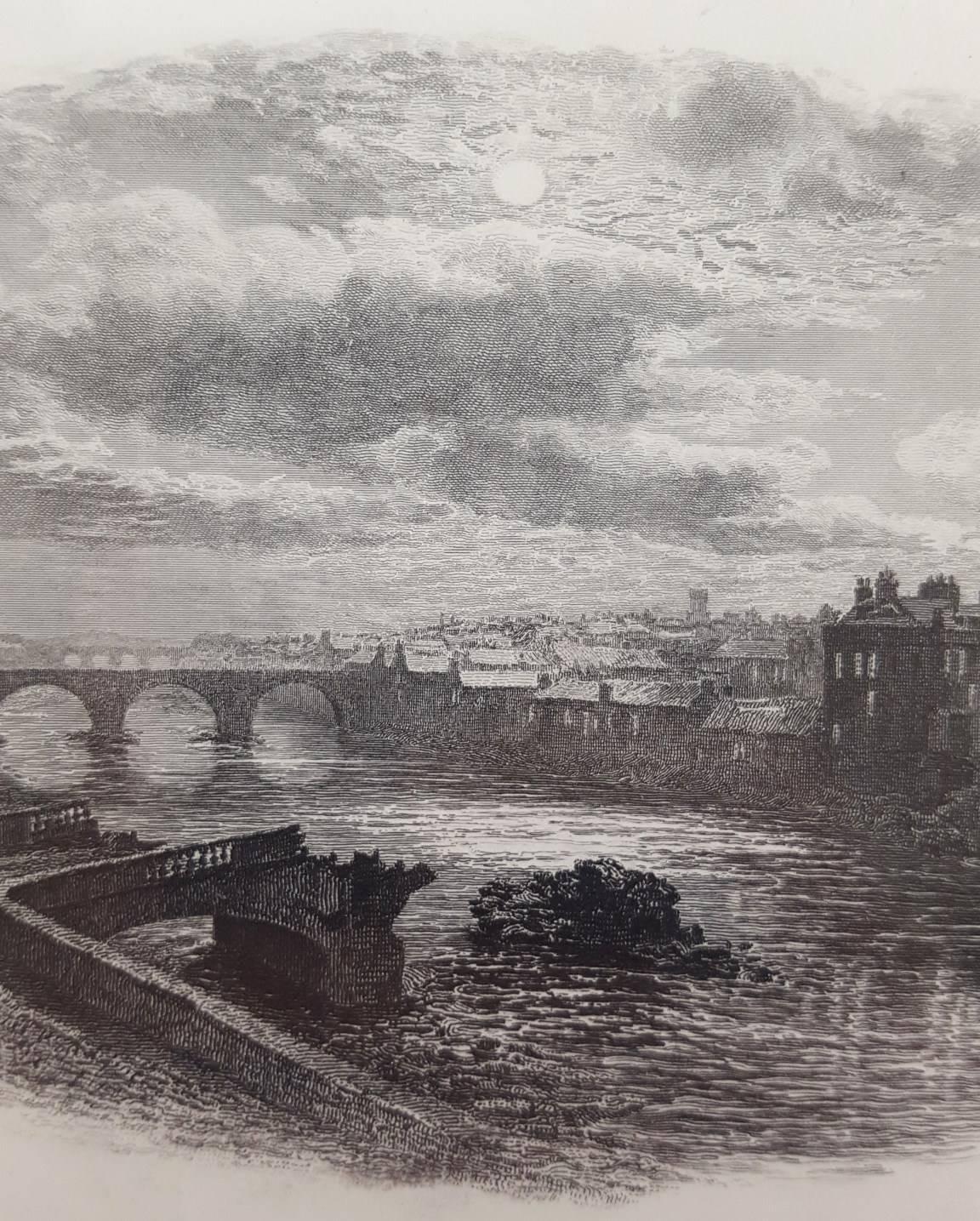 The Bridge of Ayr, Scotland - Gray Landscape Print by William Ewart Lockhart